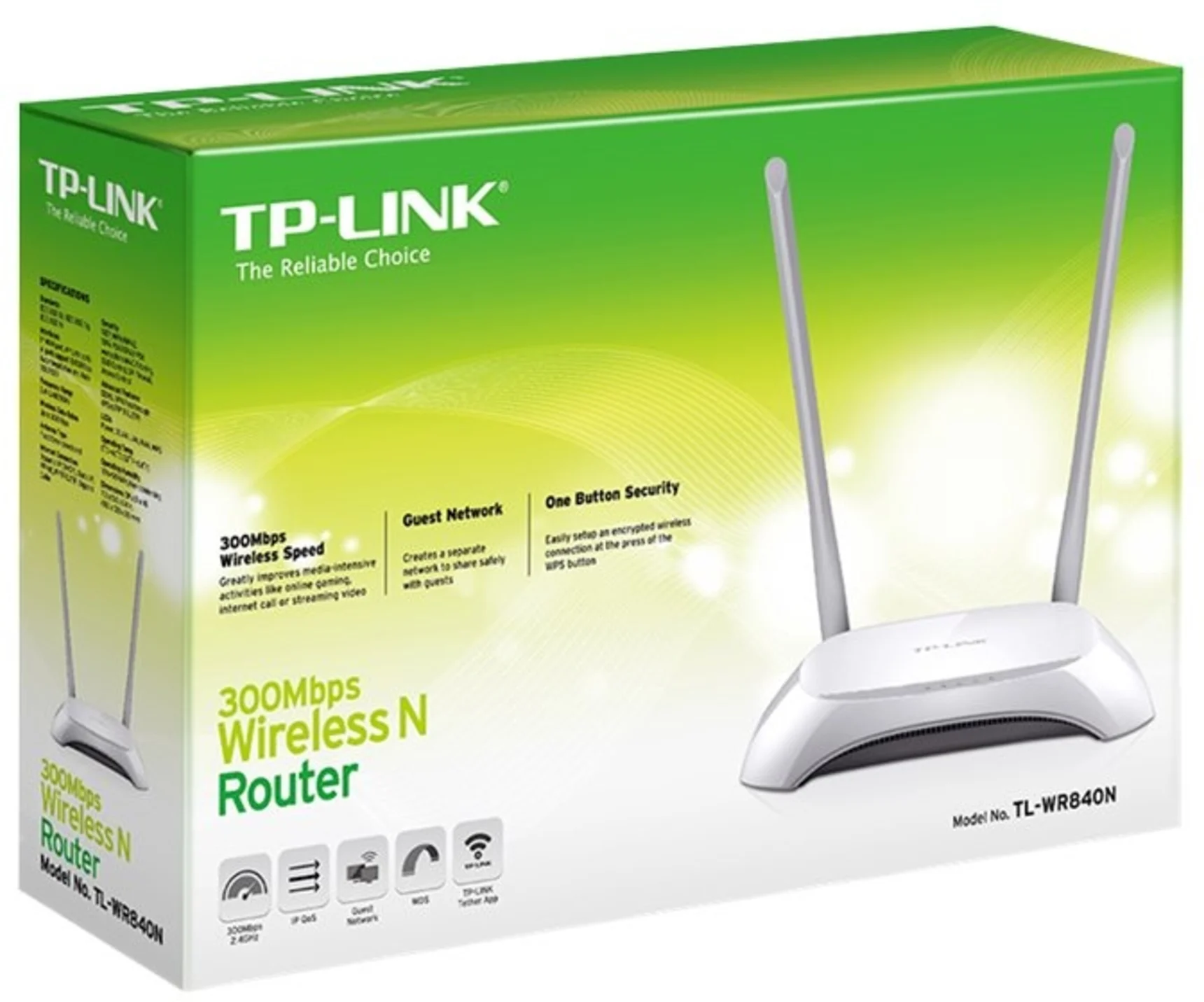 Imagen 1 de Router TP-Link N300 TL-WR840N Inalámbrico 300mbps 4 LAN, 1 WAN, 2 Antenas