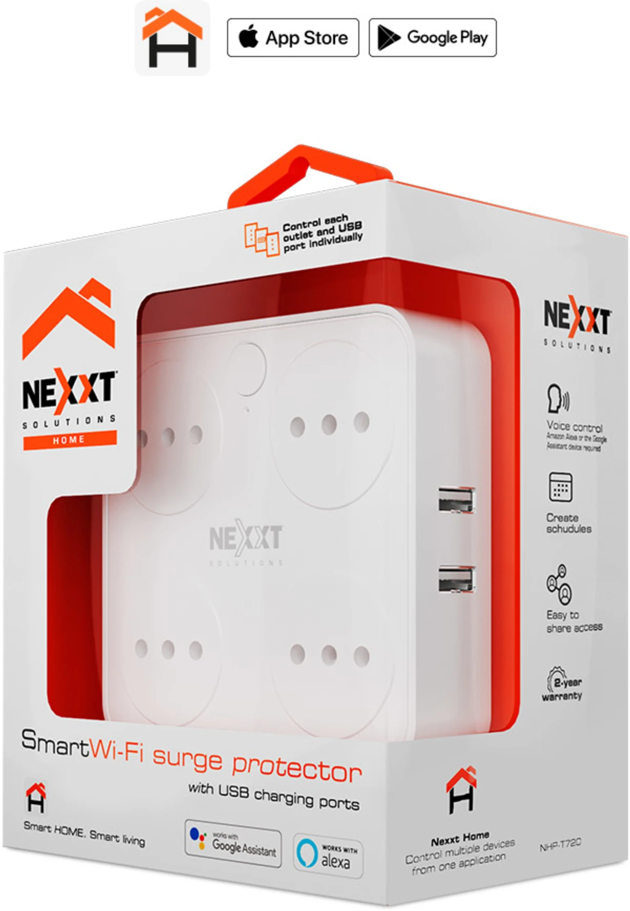 Imagen 3 de Enchufe Inteligente Nexxt NHP-T720, Salida 4 Toma, 2 USB, 220V WiFi Smart Home