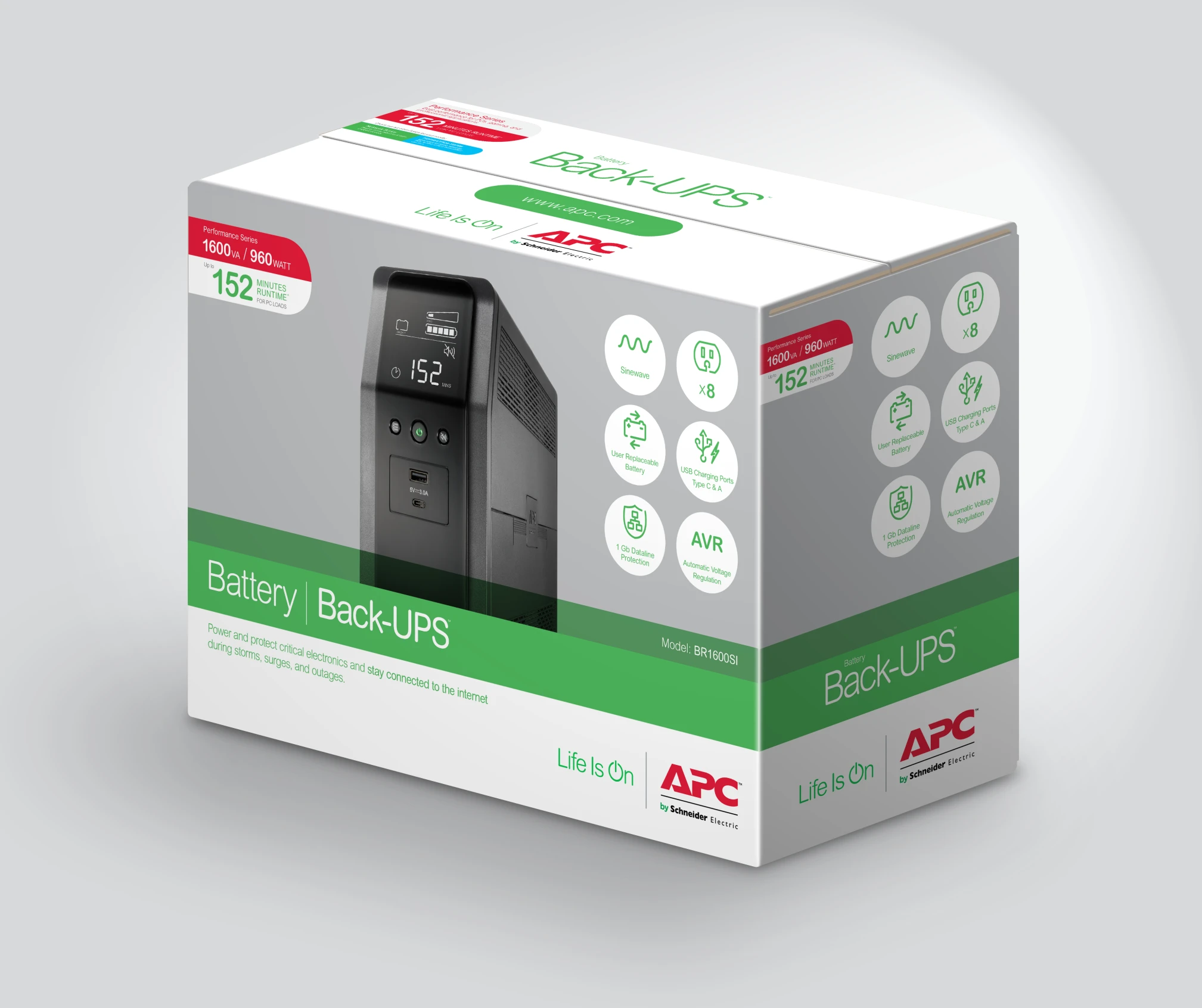 Imagen 7 de UPS APC Back-UPS Pro BR1600SI APC 1600VA, 8 Salidas AVR Interfaz LCD Salida 960W