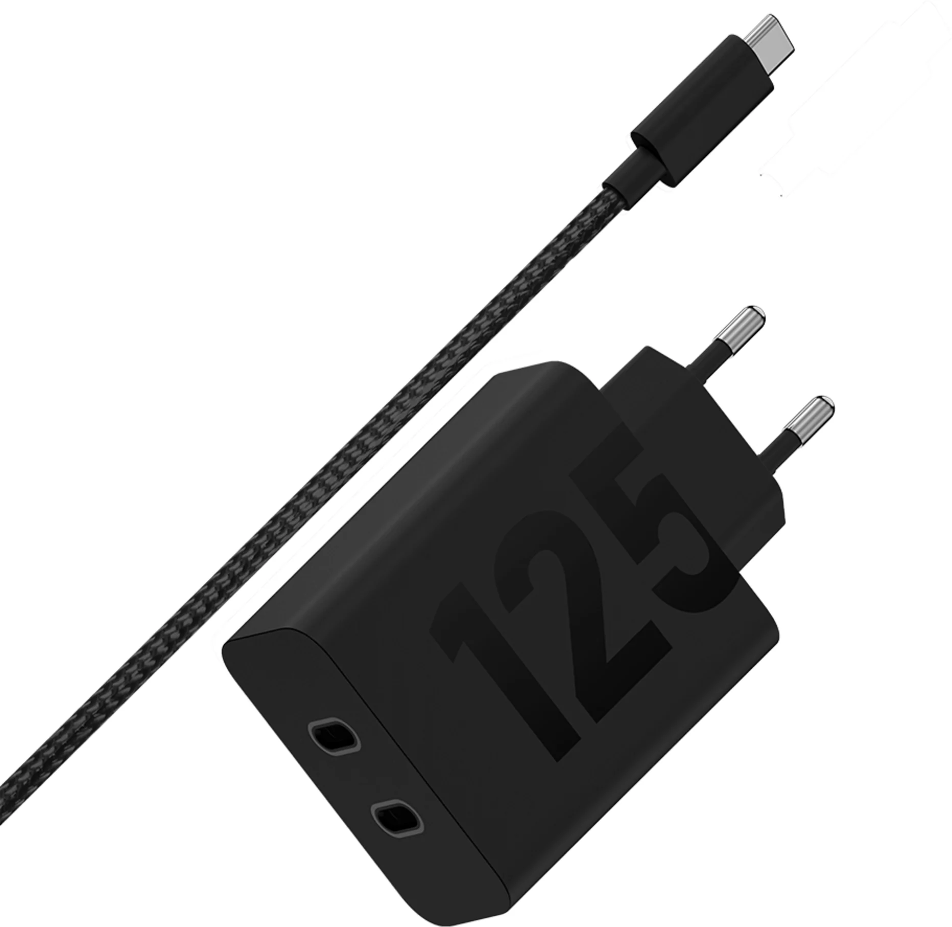Imagen 0 de Cargador Celular Motorola 125W Doble USB-C Cable 2mts Color Negro
