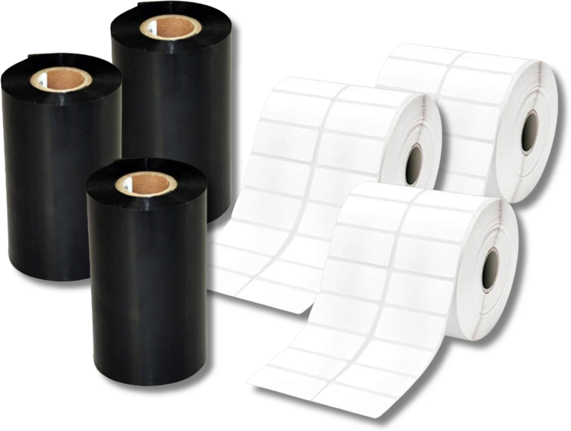 Imagen 0 de PACK 3 Rollos 3800 Etiq Autoad.blancas s/brillo 50x30 buje 1" 2 UP 3 CintaTTR