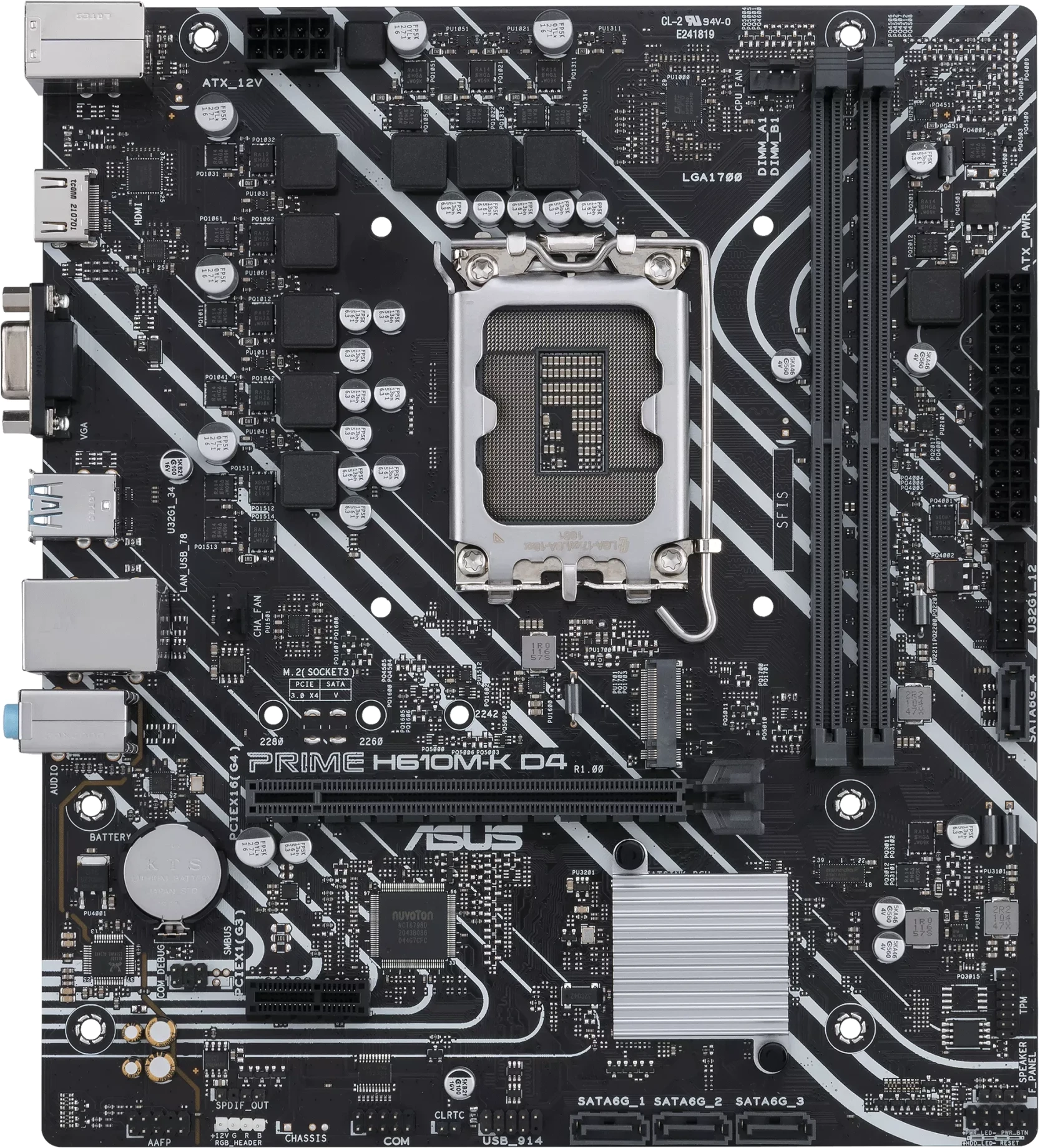 Imagen 1 de Tarjeta Madre Asus PRIME H610M-K D4 LGA1700 13°G M.2 2*DDR4 HDMI VGA mATX