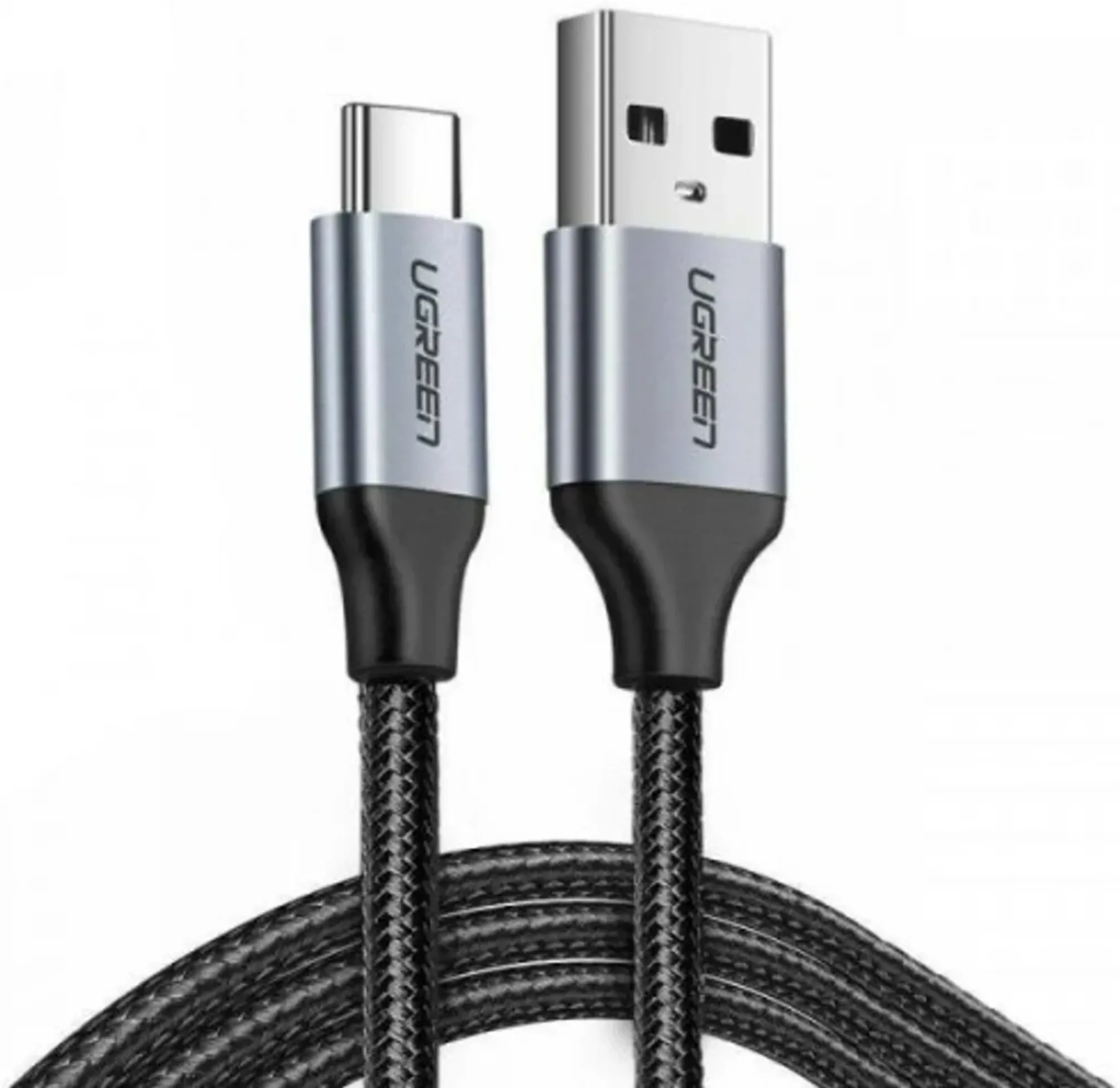 Imagen 0 de US288-W(1M). Cable USB A 2.0 a USB-C Negro 1 Metro UGREEN. Cable niquel trenzado de aluminio