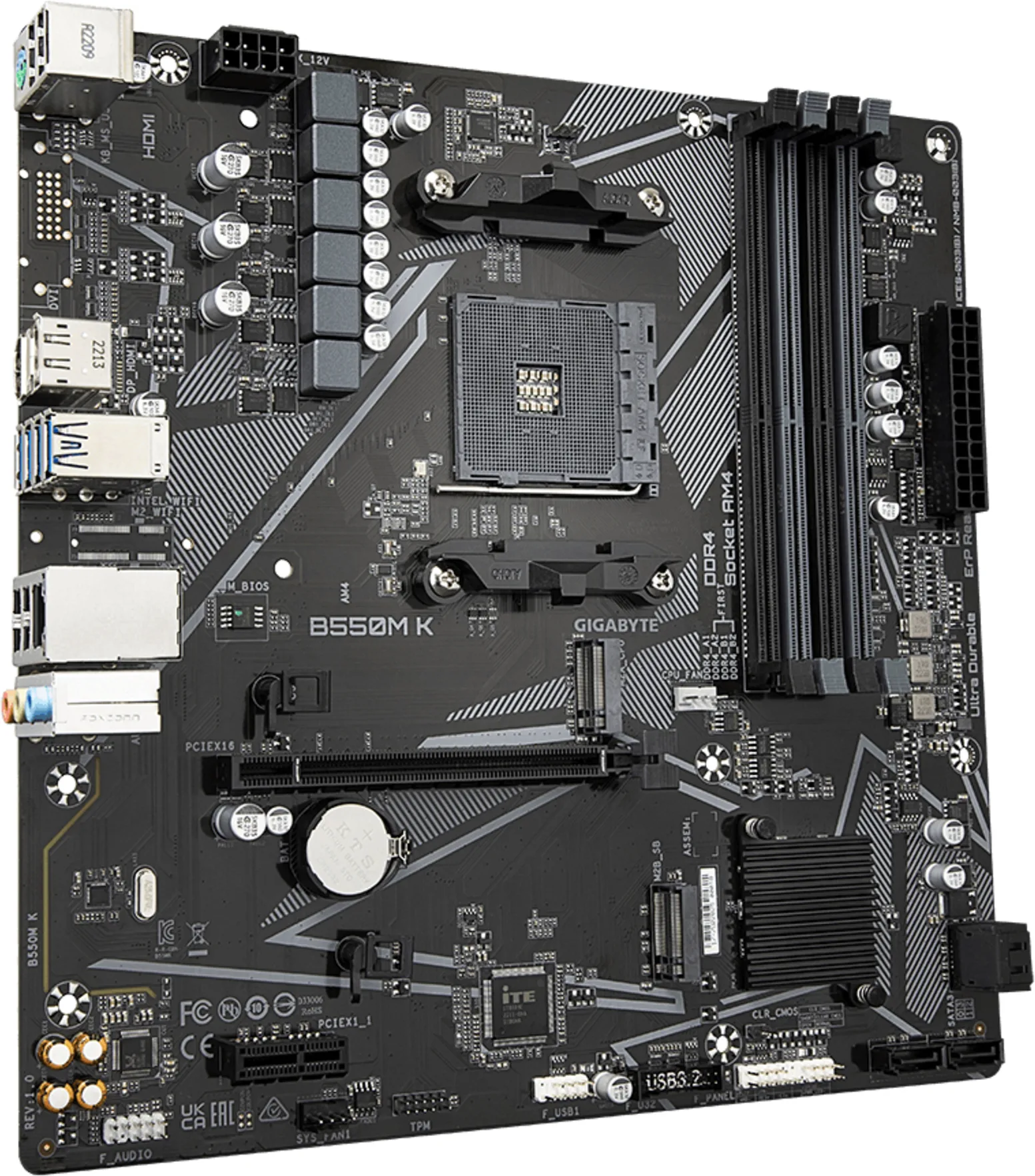 Imagen 2 de Tarjeta Madre Gigabyte B550M K R1.0 AMD Skt AM4 microATX 4*DDR4 2*M.2 DP HDMI 