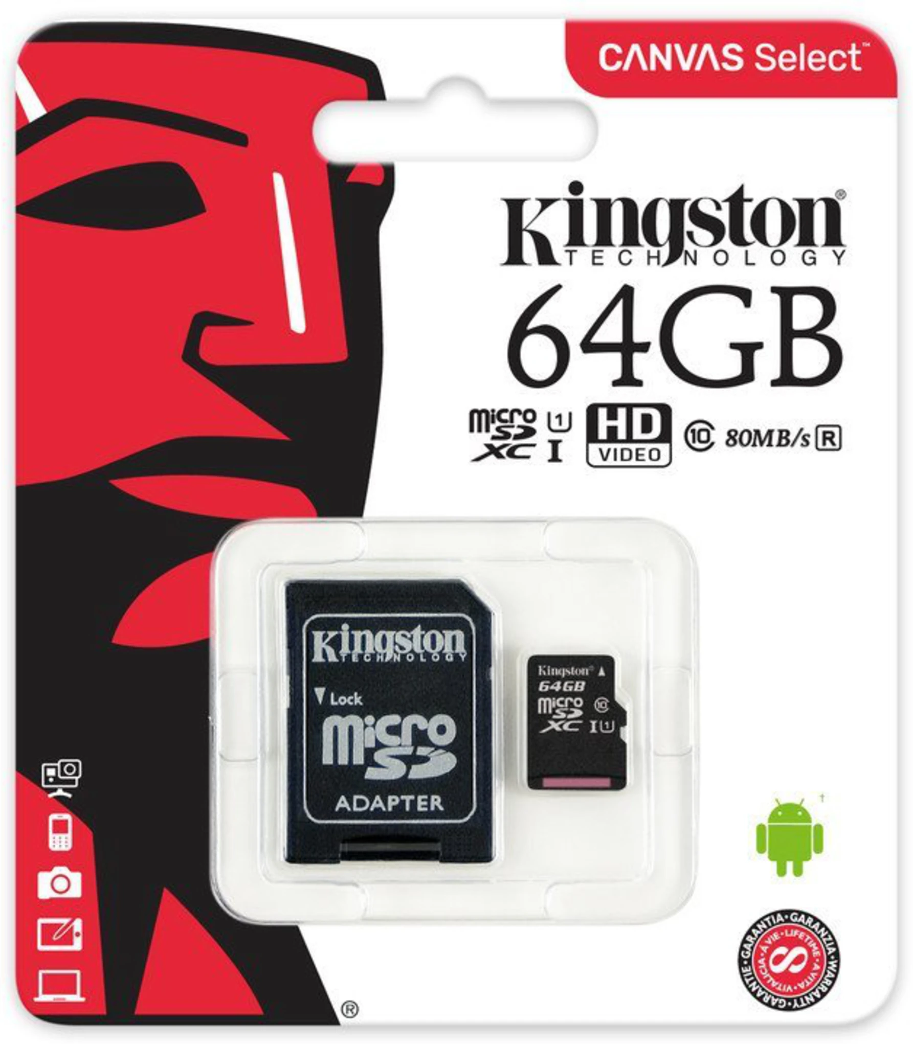 Imagen 0 de Memoria Micro SD Kingston 64GB + Adap. SDHC/SDXC CL10 UHS-I