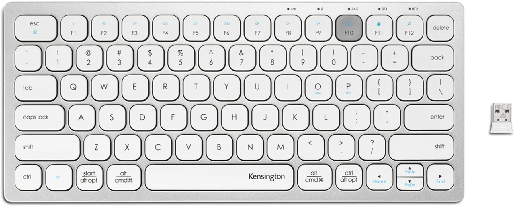 Imagen 4 de Teclado Inalámbrico Kesington 2.4 GHz + Bluetooth Compact Silver