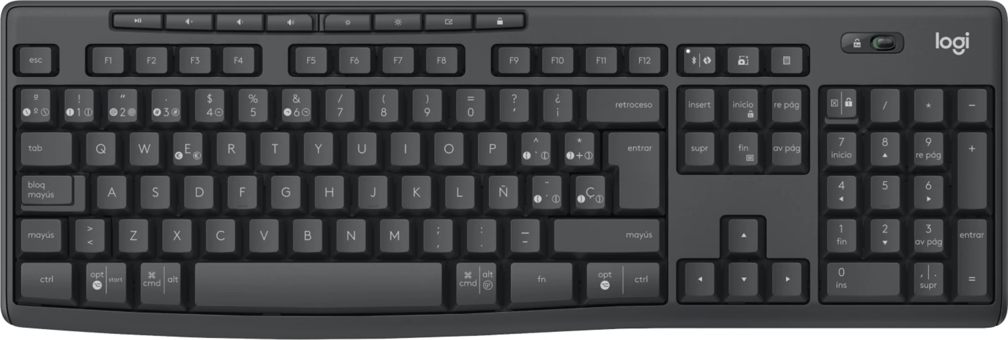 Imagen 3 de Kit Teclado Mouse Inalámbrico Logitech MK370 Bluetooth Receptor USB Color Grafit