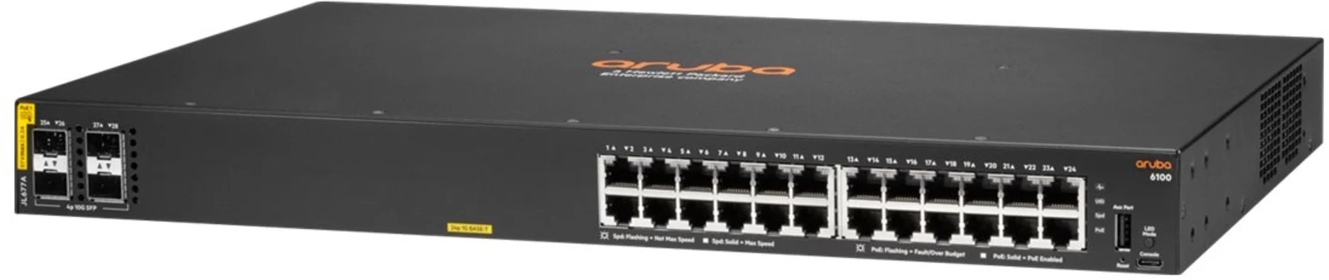 Imagen 0 de Switch Aruba 6100 CL4 4SFP+ SWCH   POE+ 370W L2  1/10GBE 