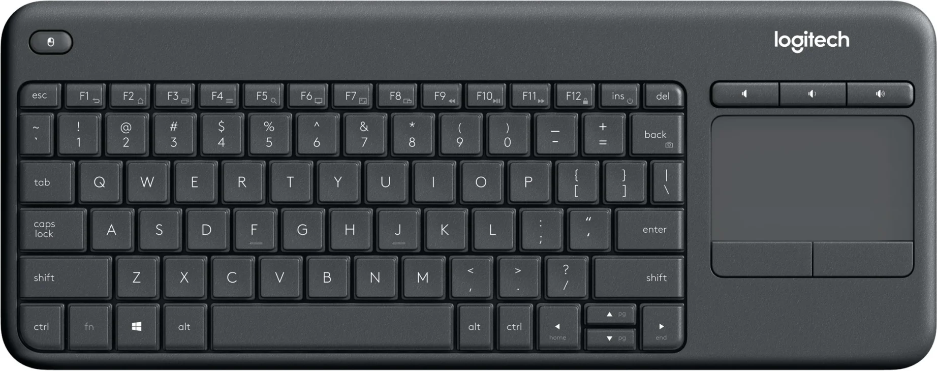 Imagen 2 de Teclado con TouchPad Inalámbrico Logitech K400 PLUS compatible PC SmartTV Negro
