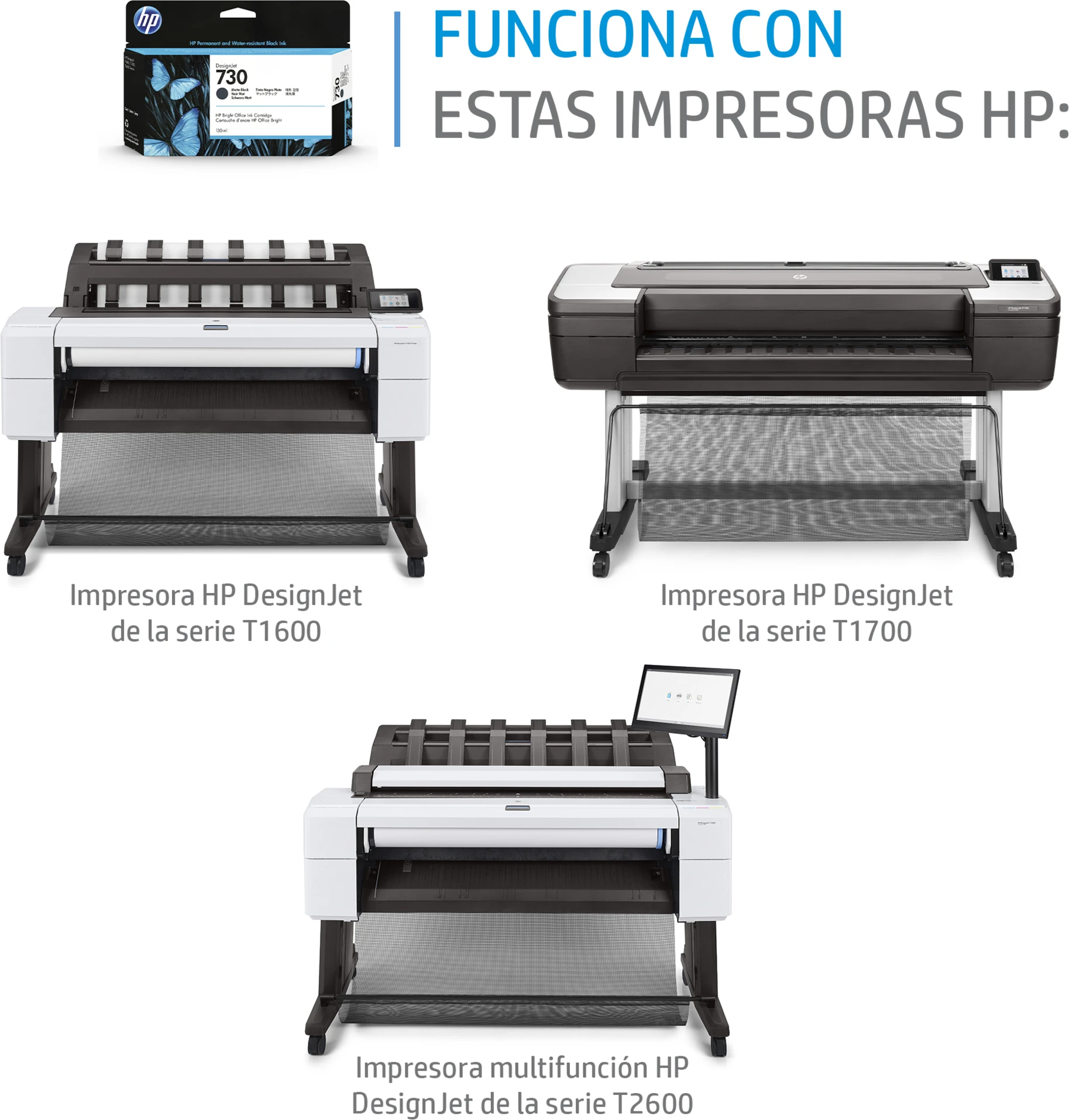 Imagen 5 de Cartridge HP 730 Gris para Imp DesignJet Ink T1600/T2600/T1700, 130ml 