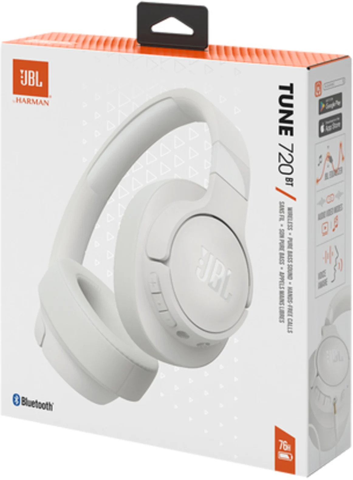 Imagen 10 de Audífonos Inalámbricos JBL TUNE 720BT, OverEar Pure Bass c/mic BT USB-C Blanco