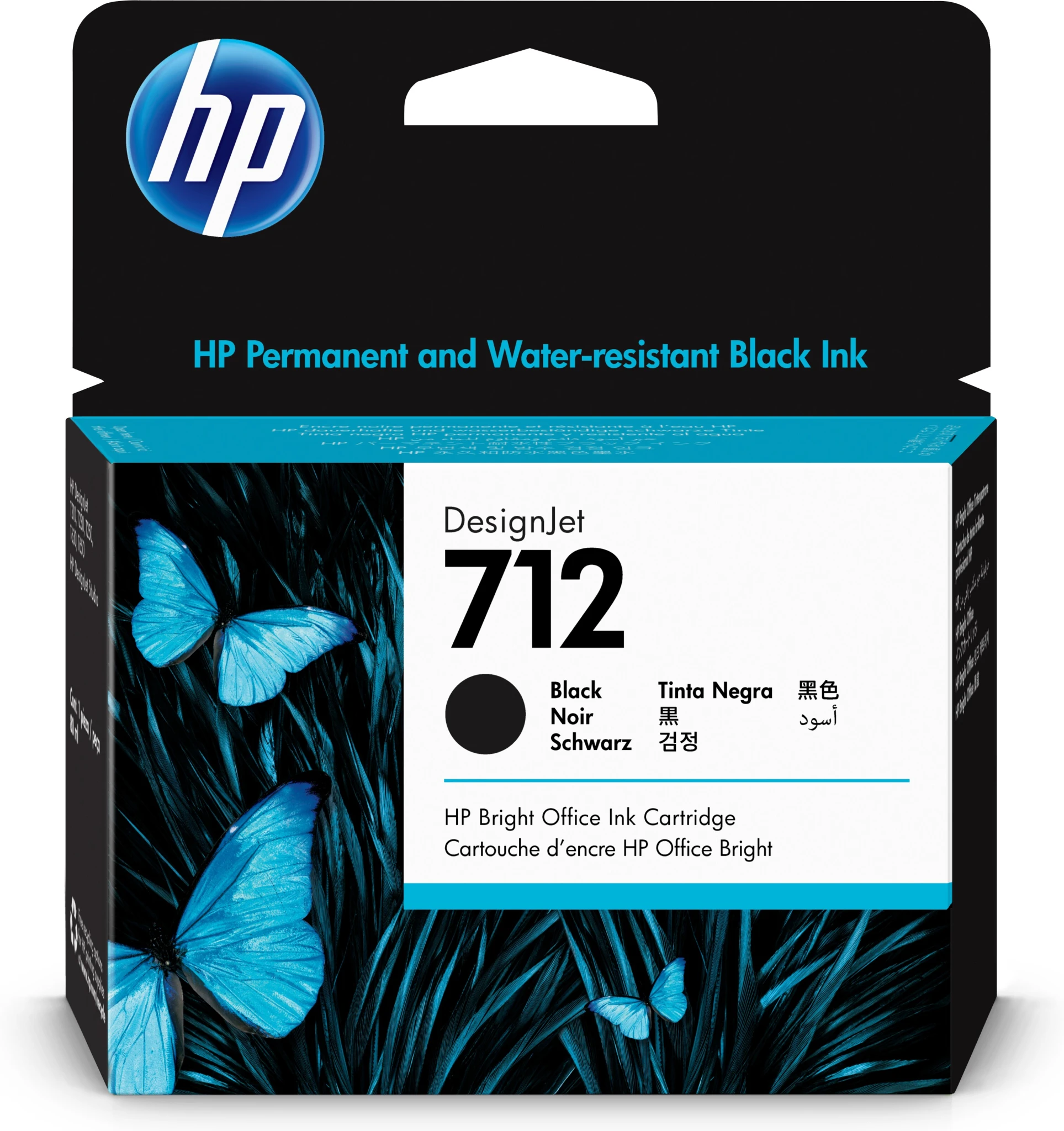 Imagen 0 de Cartridge HP 712 Negro para Impresora DJ T210 T230 T250 T630 T650, 80ml  