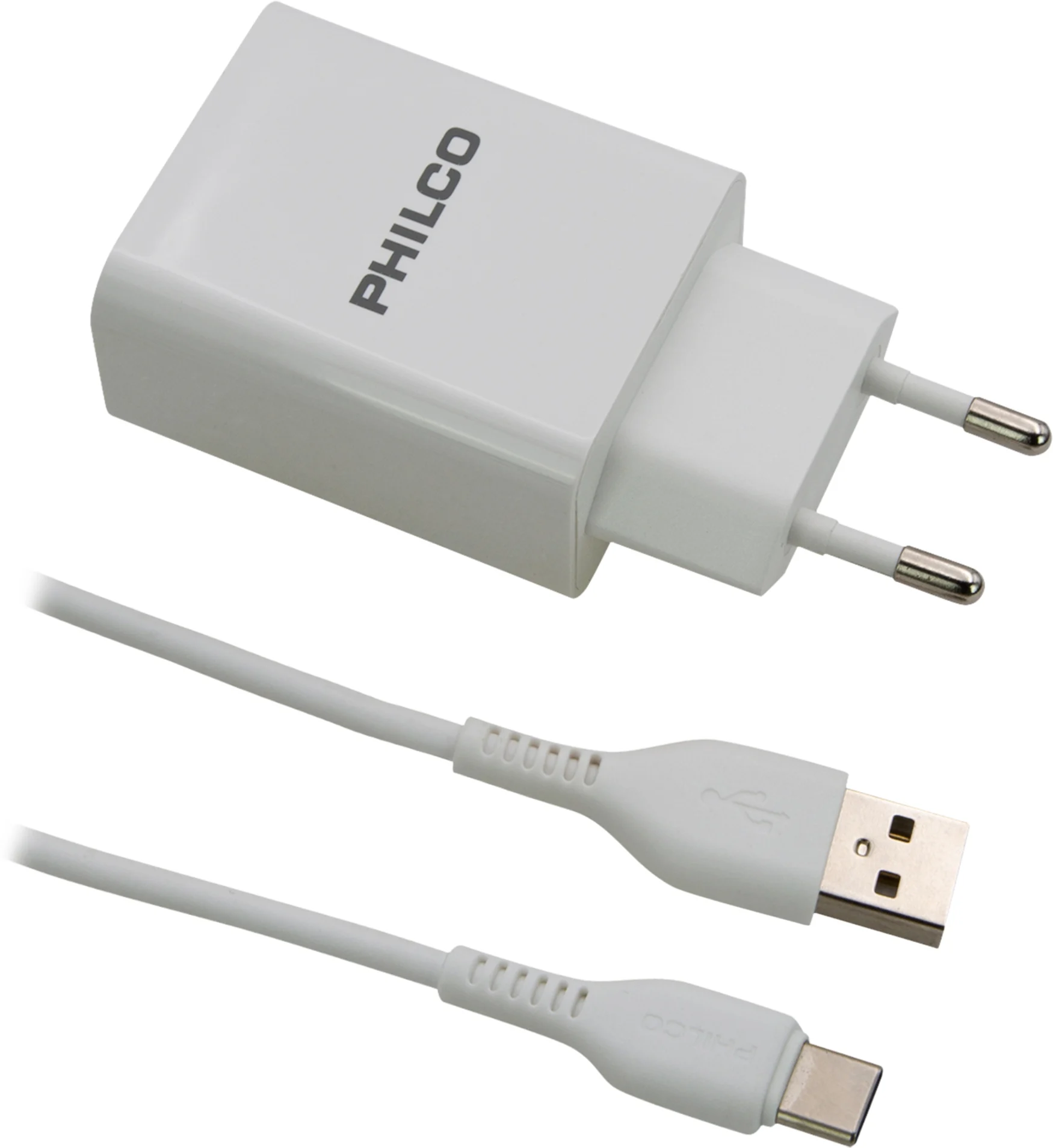 Imagen 1 de CARG. DE PARED 2.1 A DOBLE USB C/CABLE TIPO C R2109 BLANCO