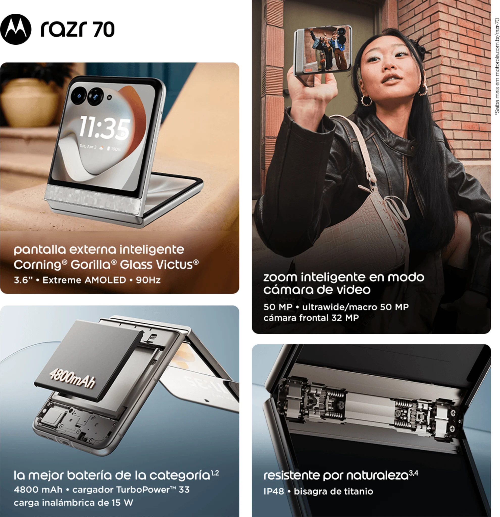 Imagen 4 de Motorola Razr 70 - Cellular phone - white