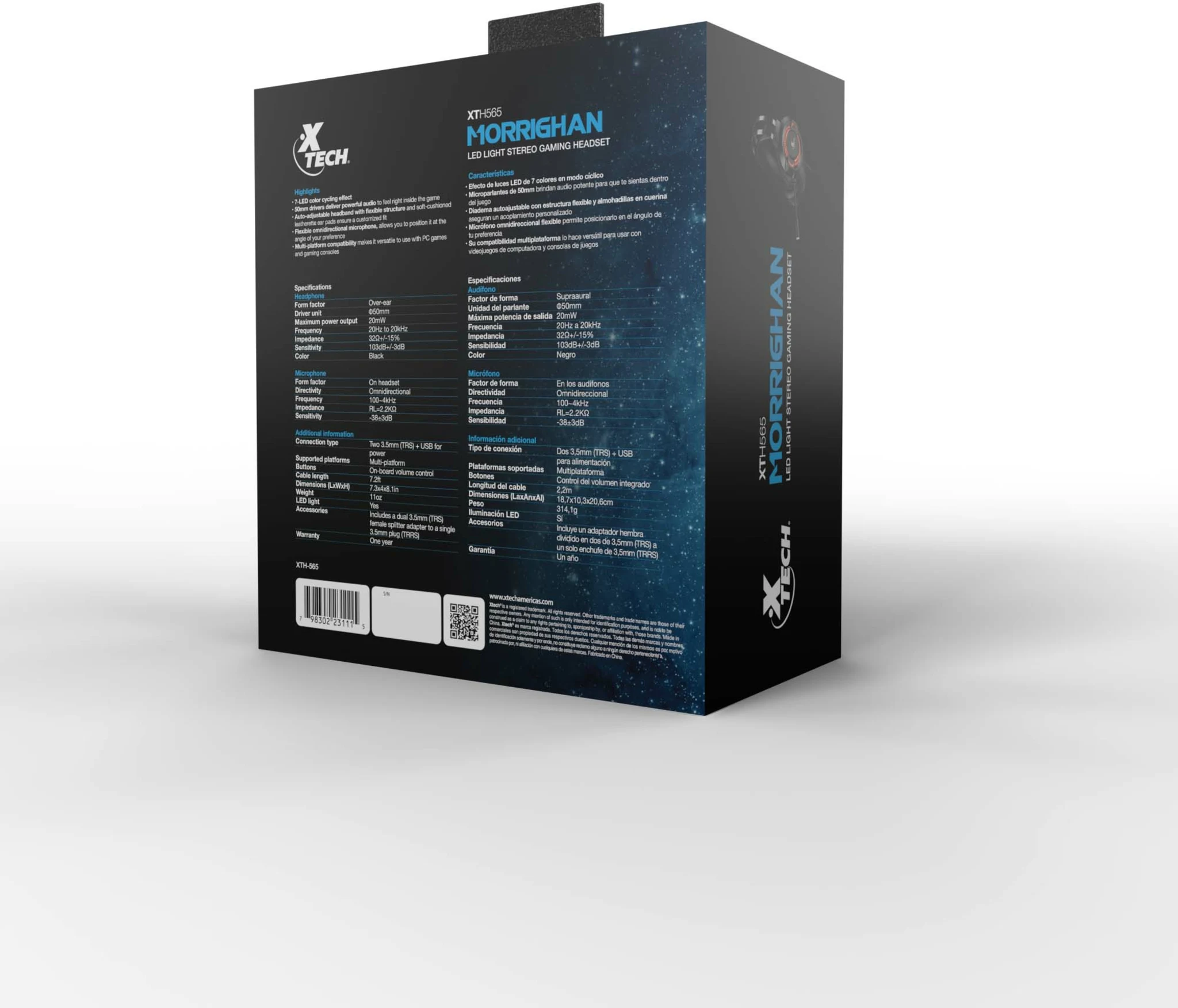 Imagen 8 de Audífonos Gamer Alámbricos Xtech XTH-565, LED c/Mic PC/Consolas Jack/USB Negro