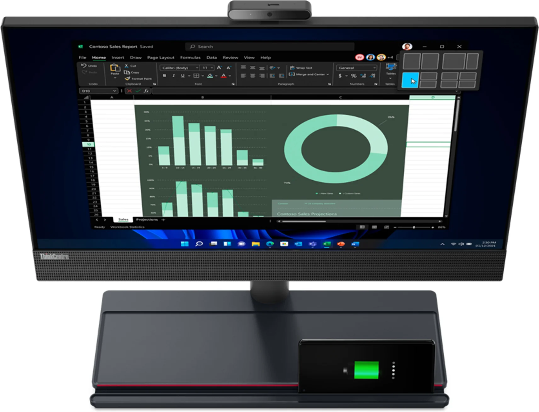 Imagen 2 de Computador Lenovo AIO ThinkCentre M90a Gen3 I5-12400 RAM8GB SSD512GB 23.8" W11P