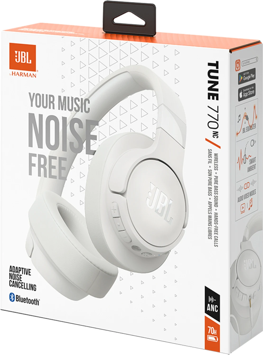 Imagen 1 de Audífonos inalámbricos JBL TUNE 770NC, OverEar Bluetooth c/Mic USB-C Blancos