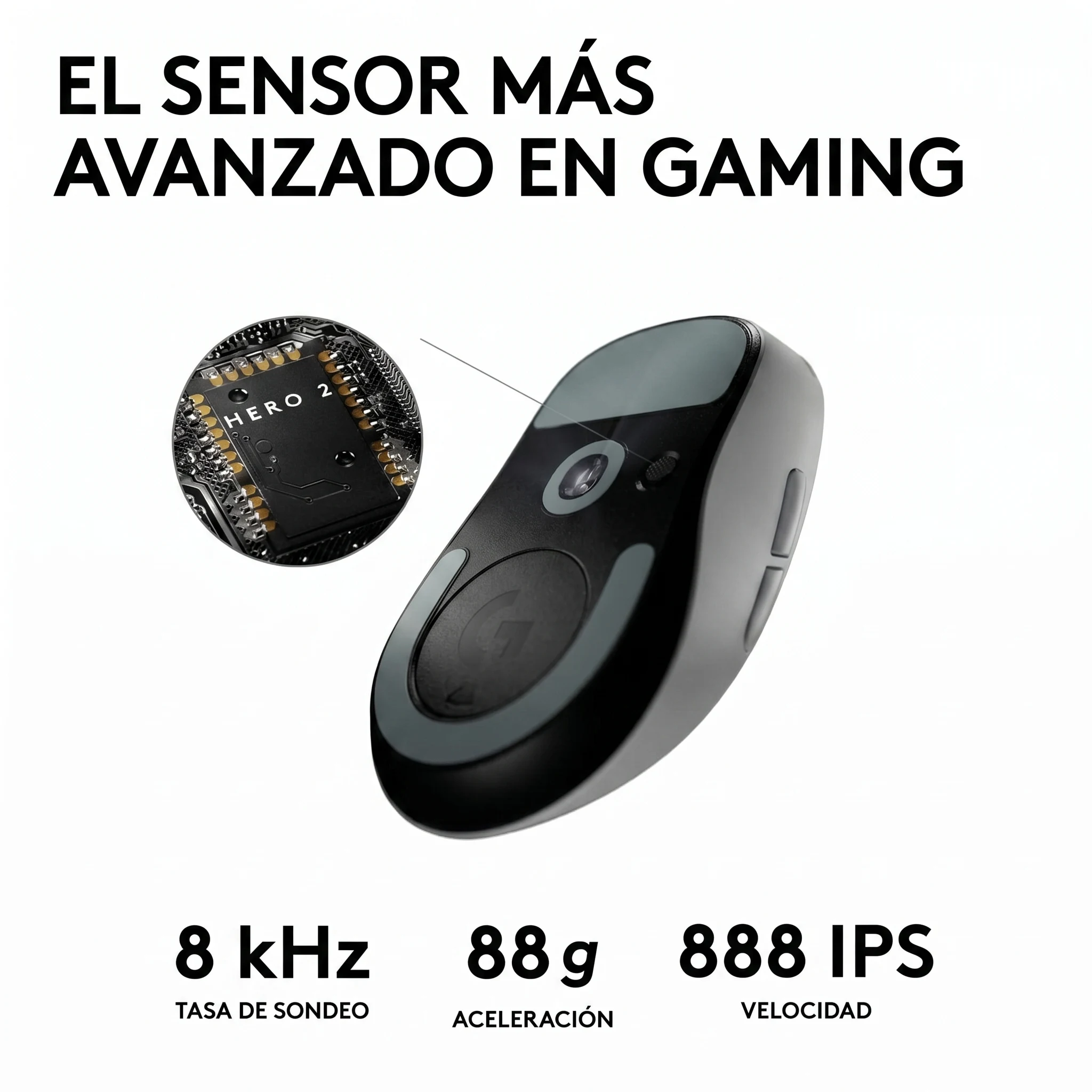 Imagen 3 de Mouse Gamer Logitech Pro 2 LIGHTSPEED Inalámbrico Sensor HERO 2 Blanco