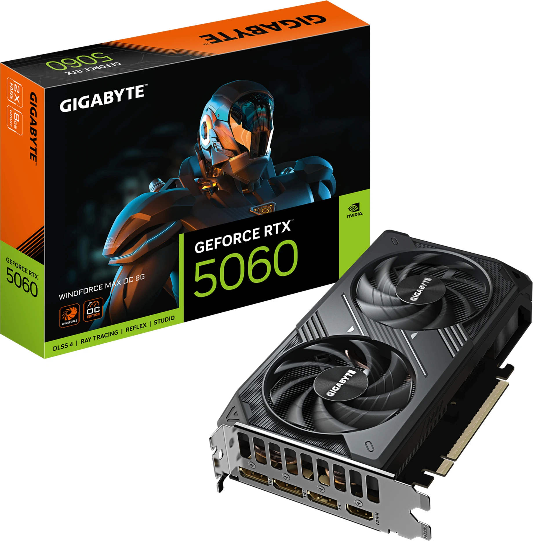 Imagen 0 de Tarjeta de Video Gigabyte NV-GF RTX5060 WindForce MAX OC 8GB GDDR7 3*DP 1*HDMI