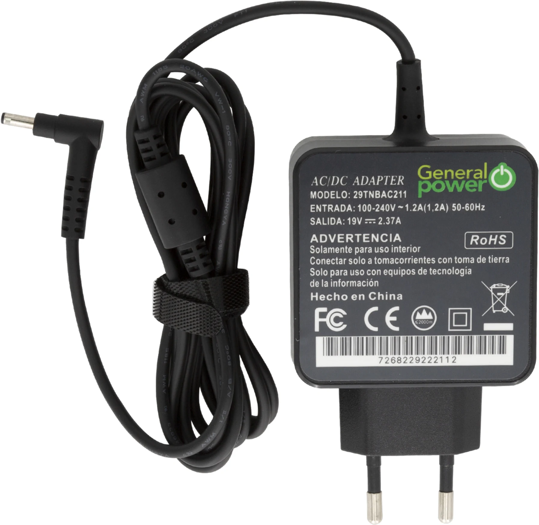 Imagen 0 de CARGADOR NOTEBOOK ACER 19V 2,37A PTA. FINA ULTRABOOK