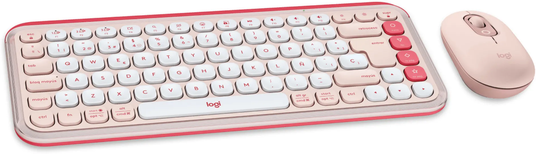 Imagen 1 de Kit Teclado Mouse Logitech Pop Icon Conectividad Inalámbrica BT Rosado/Blanco