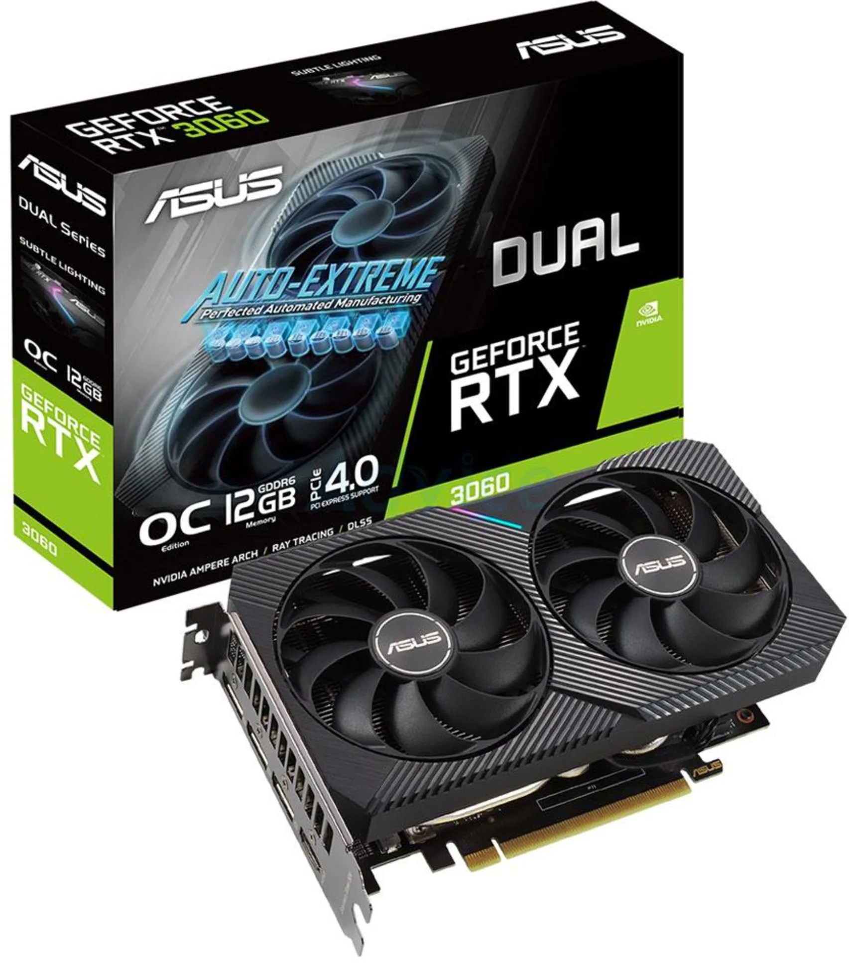 Imagen 0 de Tarjeta de Video Asus Dual GF-RTX3060-O12G-V2 12GB GDDR6 PCIe4.0 3*DP HDMI ATX