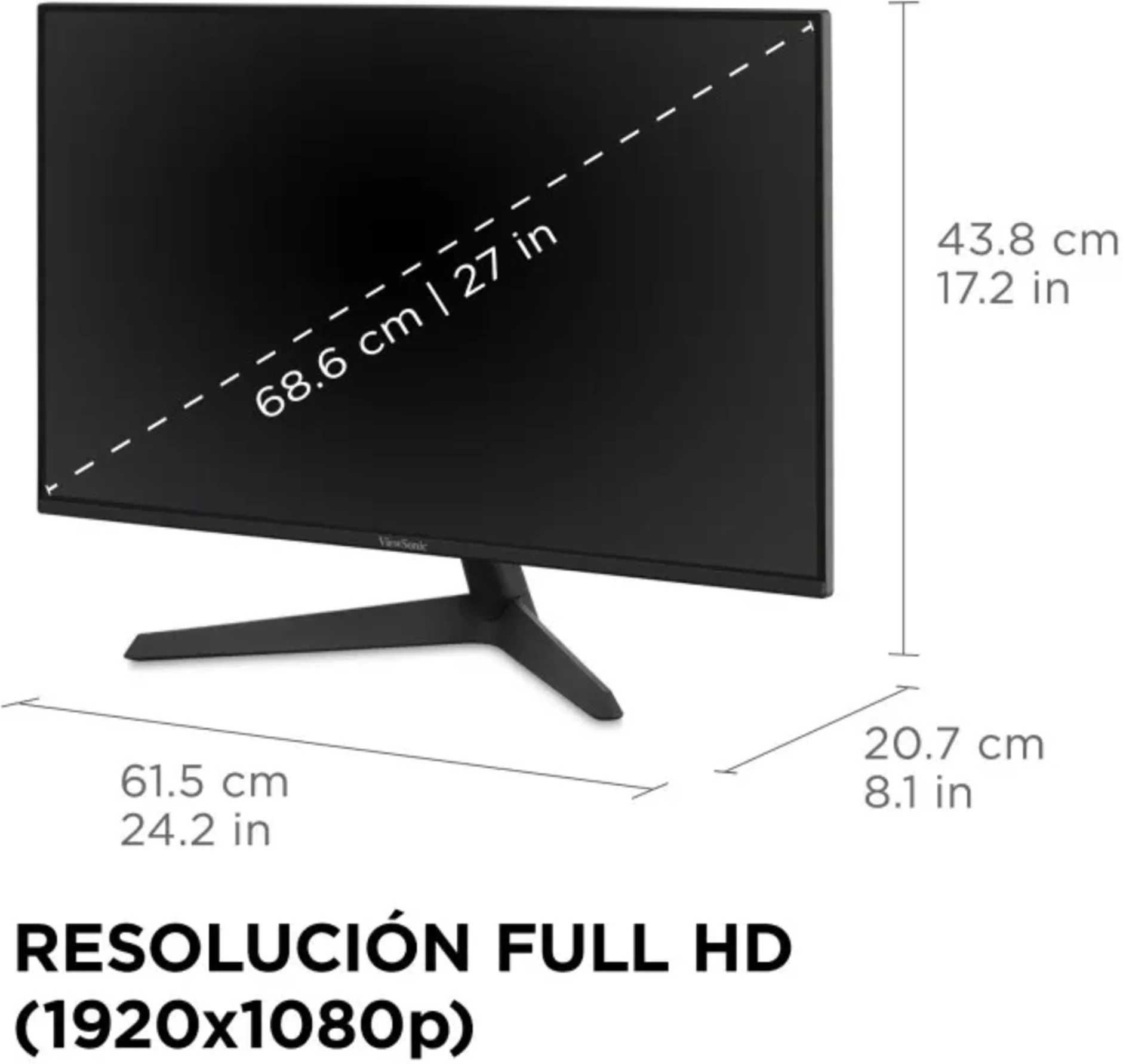 Imagen 7 de Monitor Gamer Viewsonic VX2729 27" FHD 1920*1080 IPS HDMI DP 200Hz 1ms FreeSync