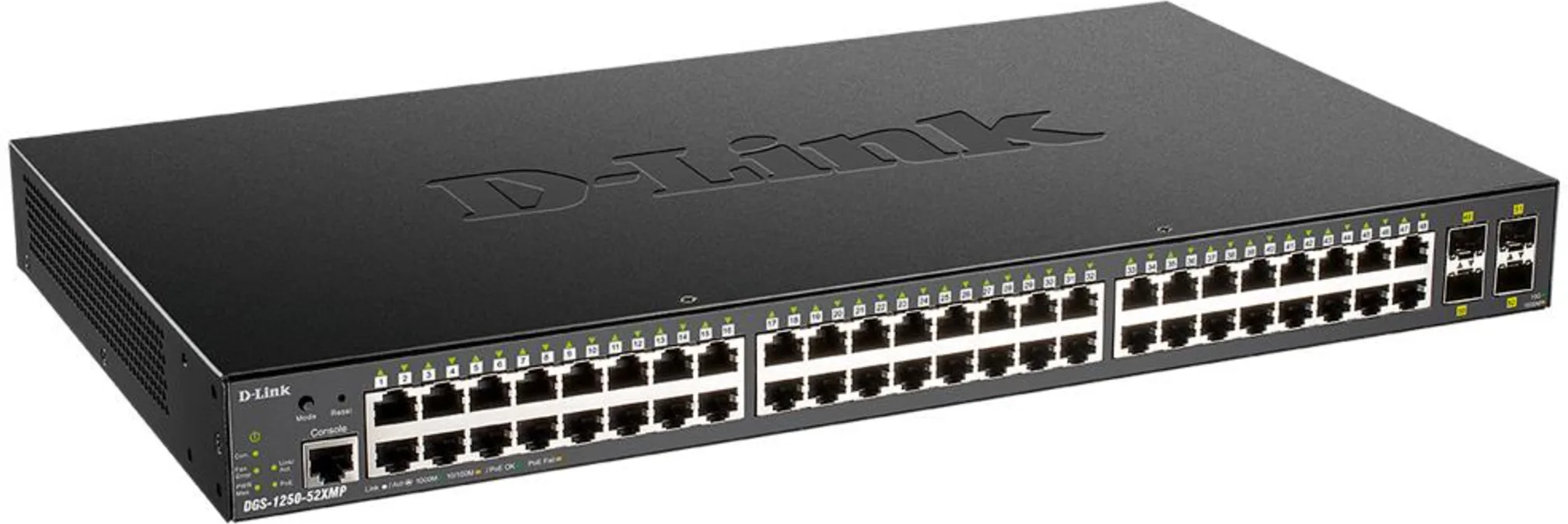 Imagen 1 de Switch D-Link DGS-1250-52X, 48 Ports 10/100/1000 Mbps + 4 Ports 10G SFP+ Smart M