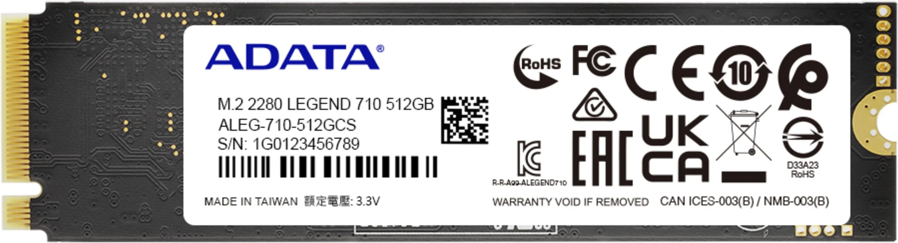 Imagen 6 de Unidad SSD AData Legend 710 512GB M.2 22*80 PCIe G3x4 Lec 2400MB/s Esc 1000MB/s