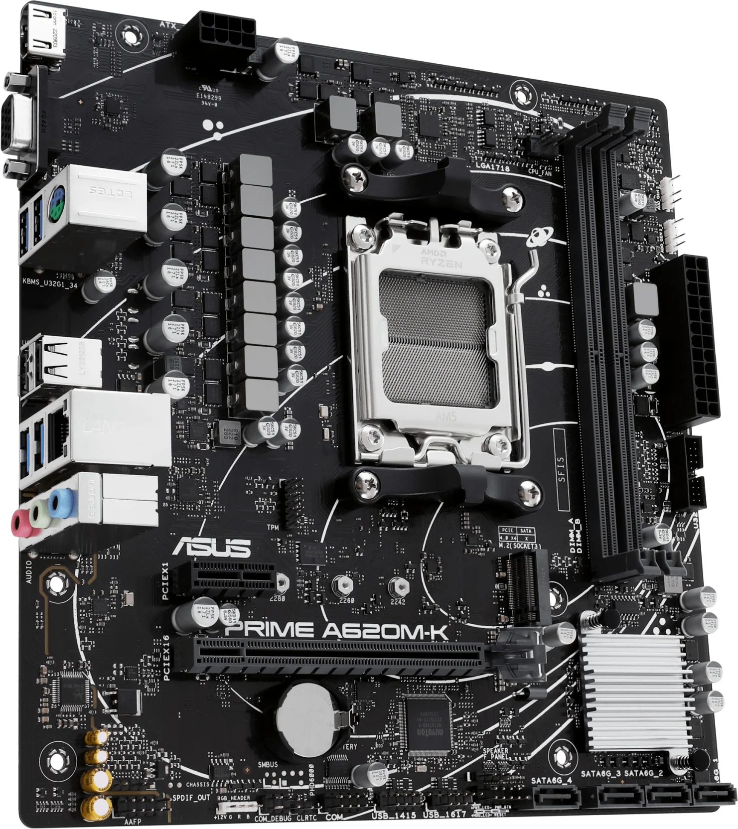 Imagen 2 de Tarjeta Made Asus PRIME A620M-K AMD AM5 2*DDR5 M.2 PS/2 HDMI VGA 4*USB3.2 mATX