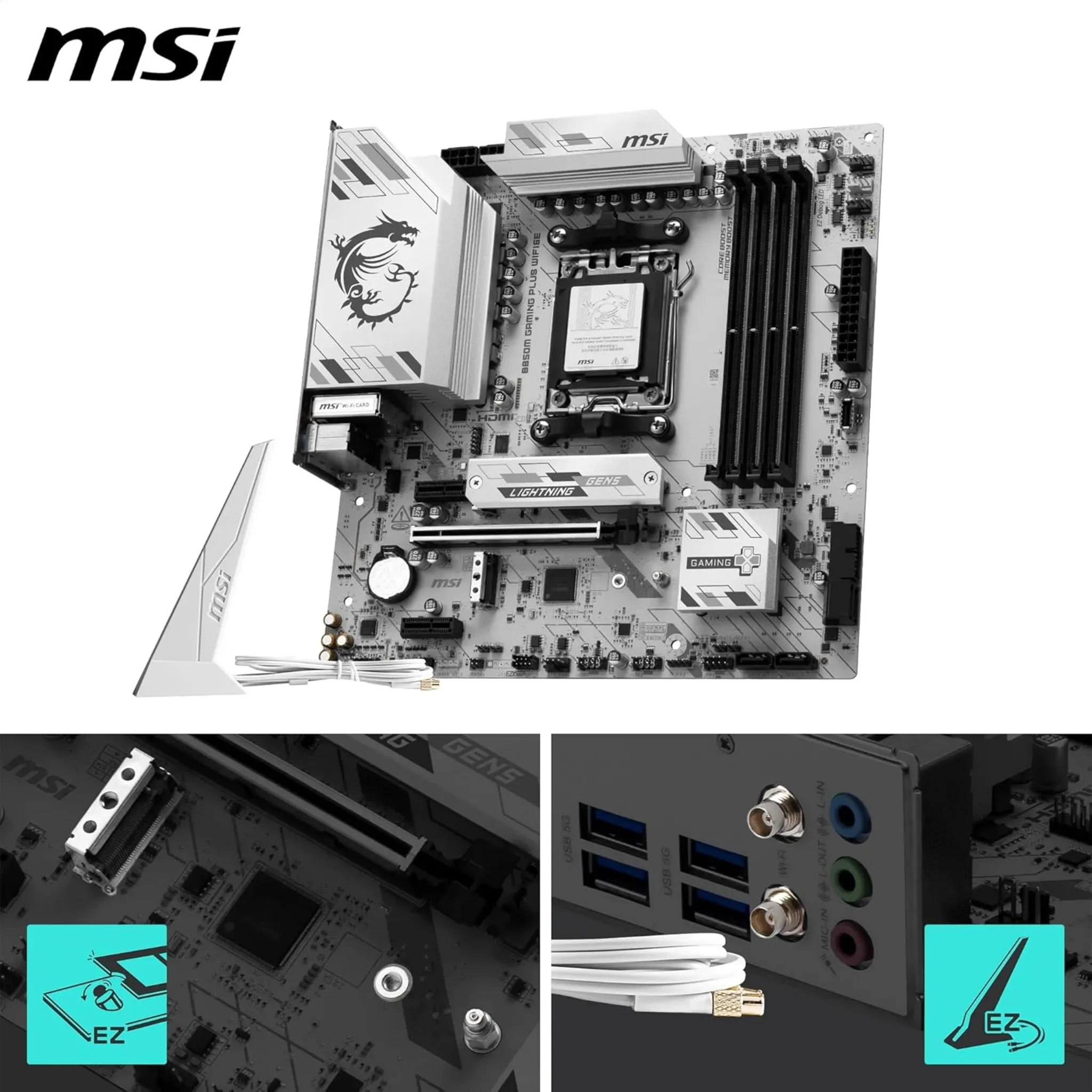 Imagen 2 de Tarjeta Madre MSI B850M GAMING WIFI6E AM5 2*DDR5 LAN 2.5G WIFI6E mATX