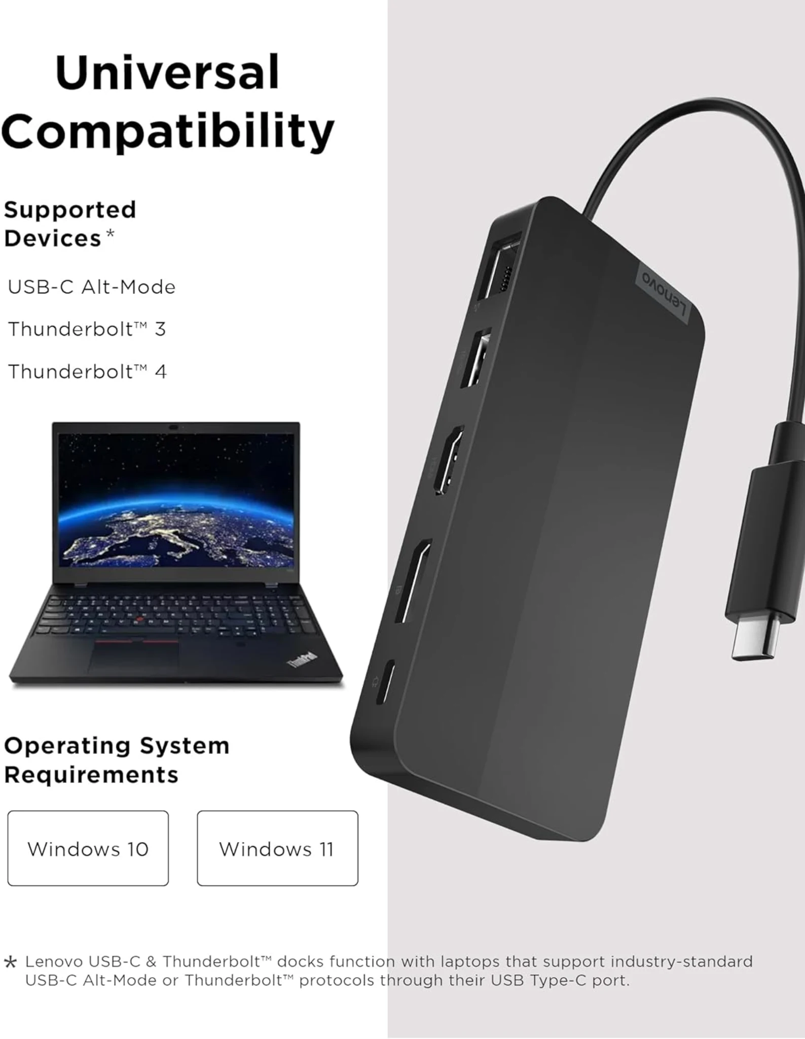 Imagen 4 de Docking Station Lenovo Travel Dock USB-C, Puertos USB3.2 2*USB-C LAN HDMI DP