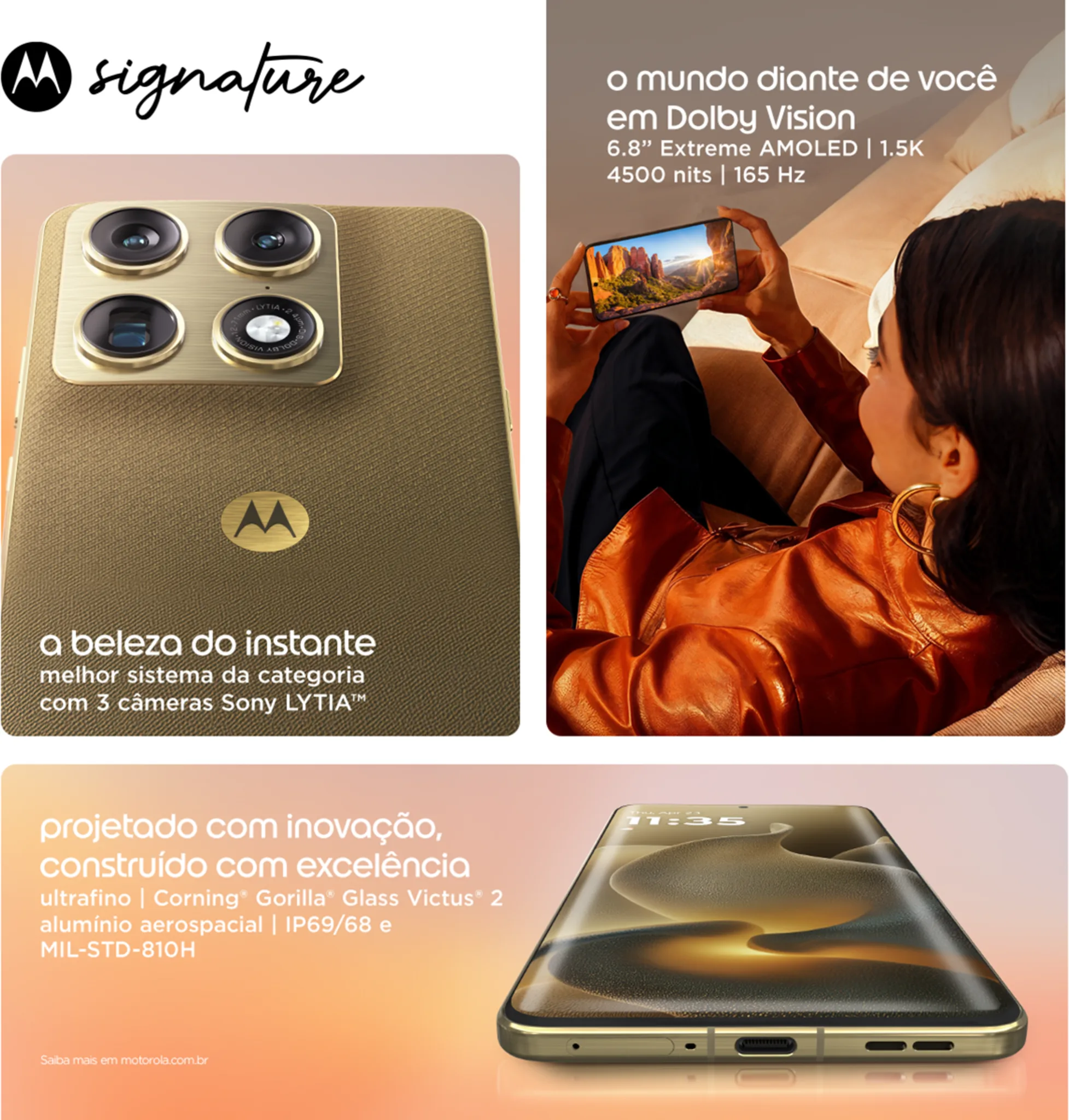 Imagen 4 de Celular Motorola Signature Memoria 1TB RAM 16GB 50MP 6.99' Negro