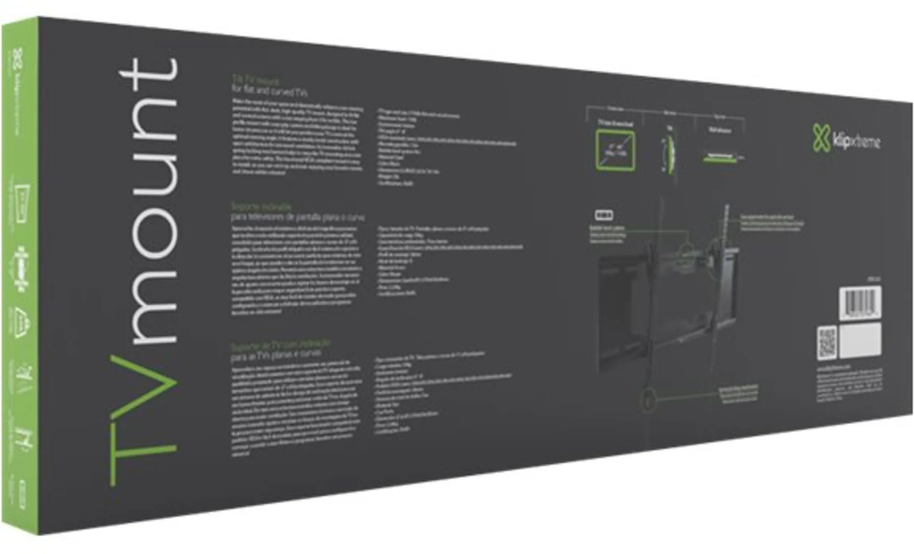 Imagen 5 de Soporte a Pared para TV 37" a 80" Cap máx 50Kg Acero Negro KLIPX KTM-352