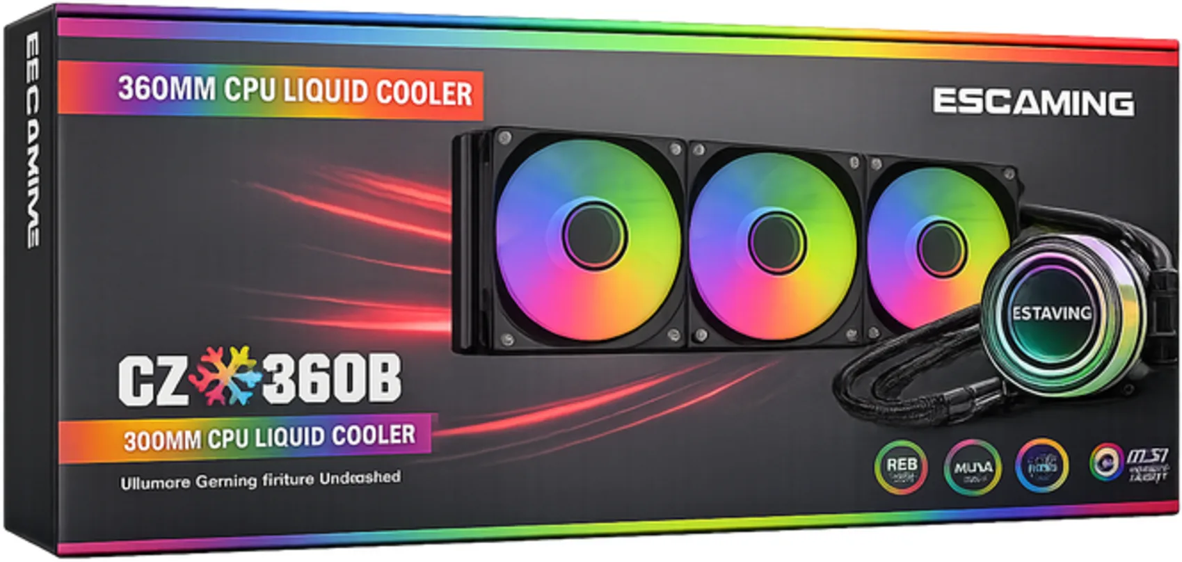 Imagen 1 de VENTILADOR CPU WATER COOLER CZ-360B-BK ARGB 360 ESGAMING