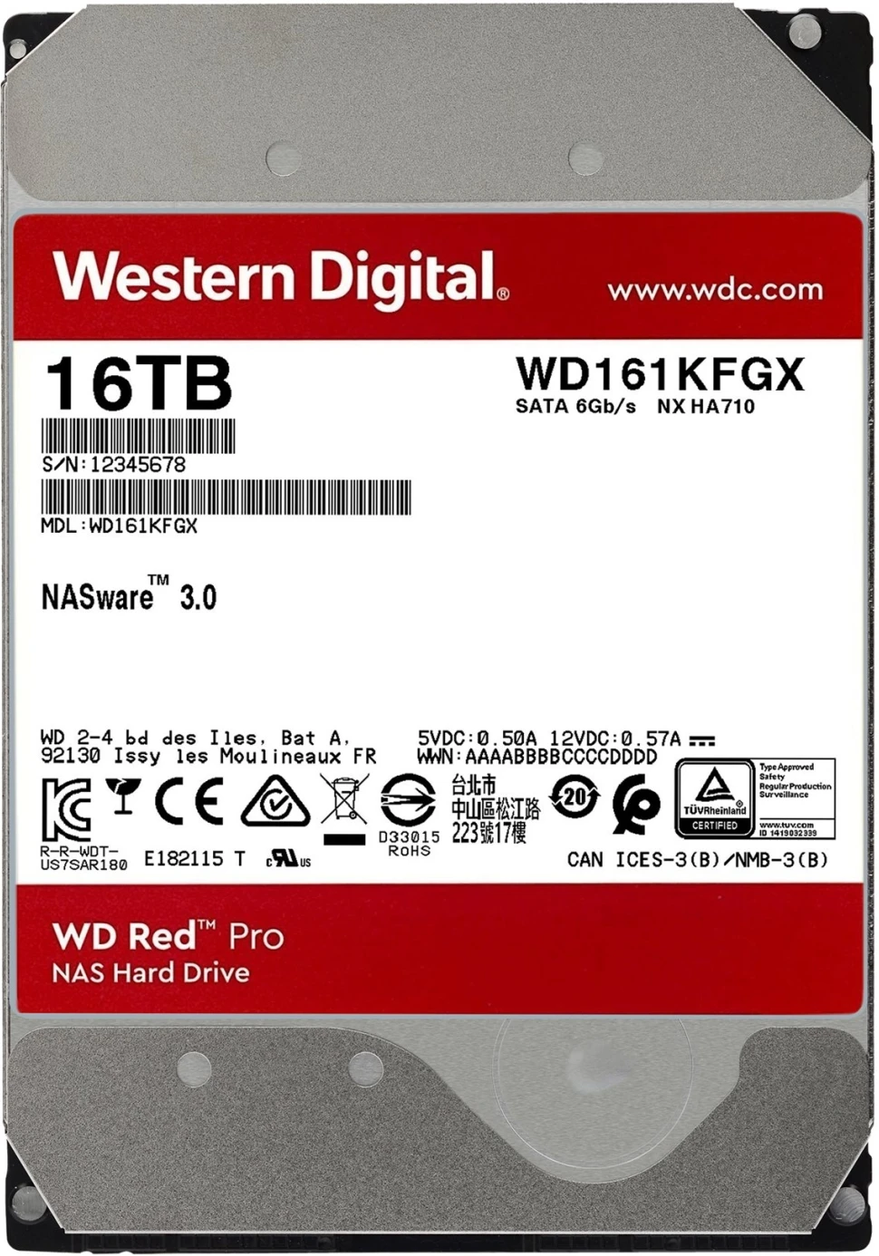 Imagen 0 de Disco Duro Western Digital Red Pro 16TB 3.5" 7200RPM SATA III 512MB /para NAS