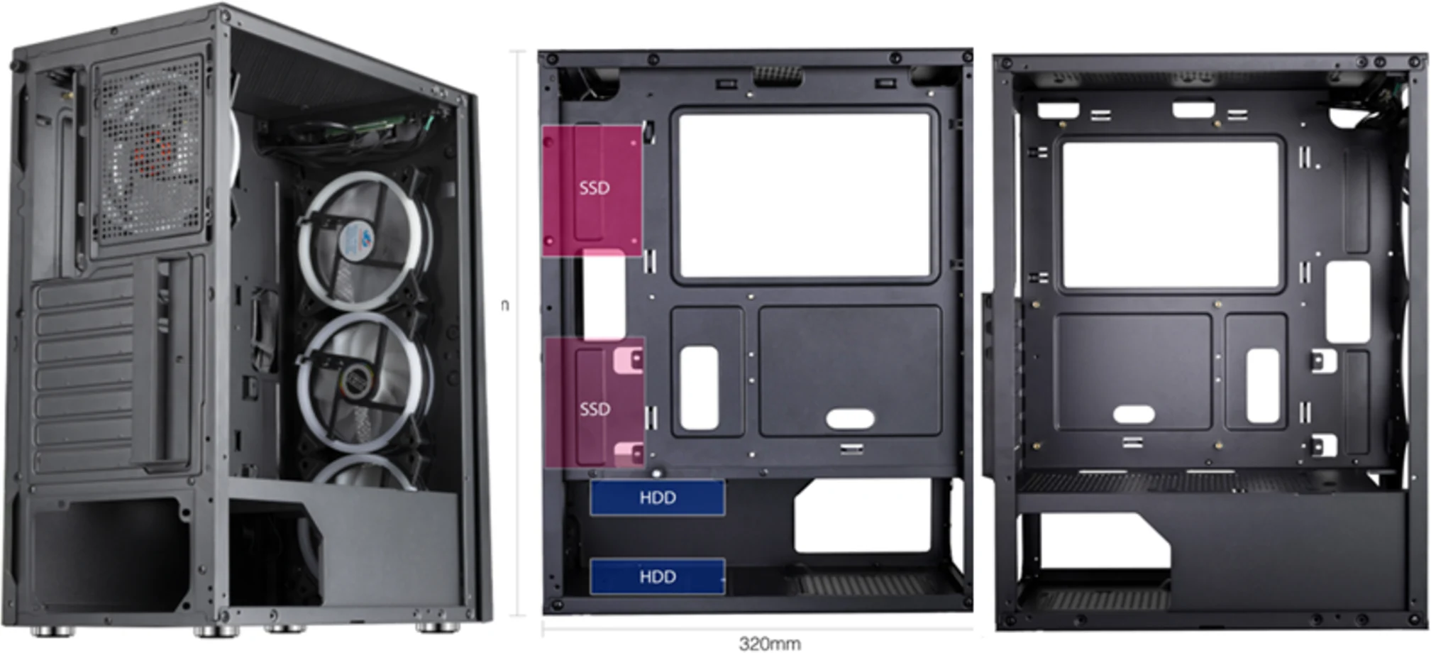 Imagen 5 de GABINETE GAMER F05T-BK 4 FAN ARGB/ 1 FAN REAR/ 3 FRONT/ ATX/ M-ATX/ IATC/ USB 3.0/USB 2.0/AUDIO SIN FUENTE / ESGAMING