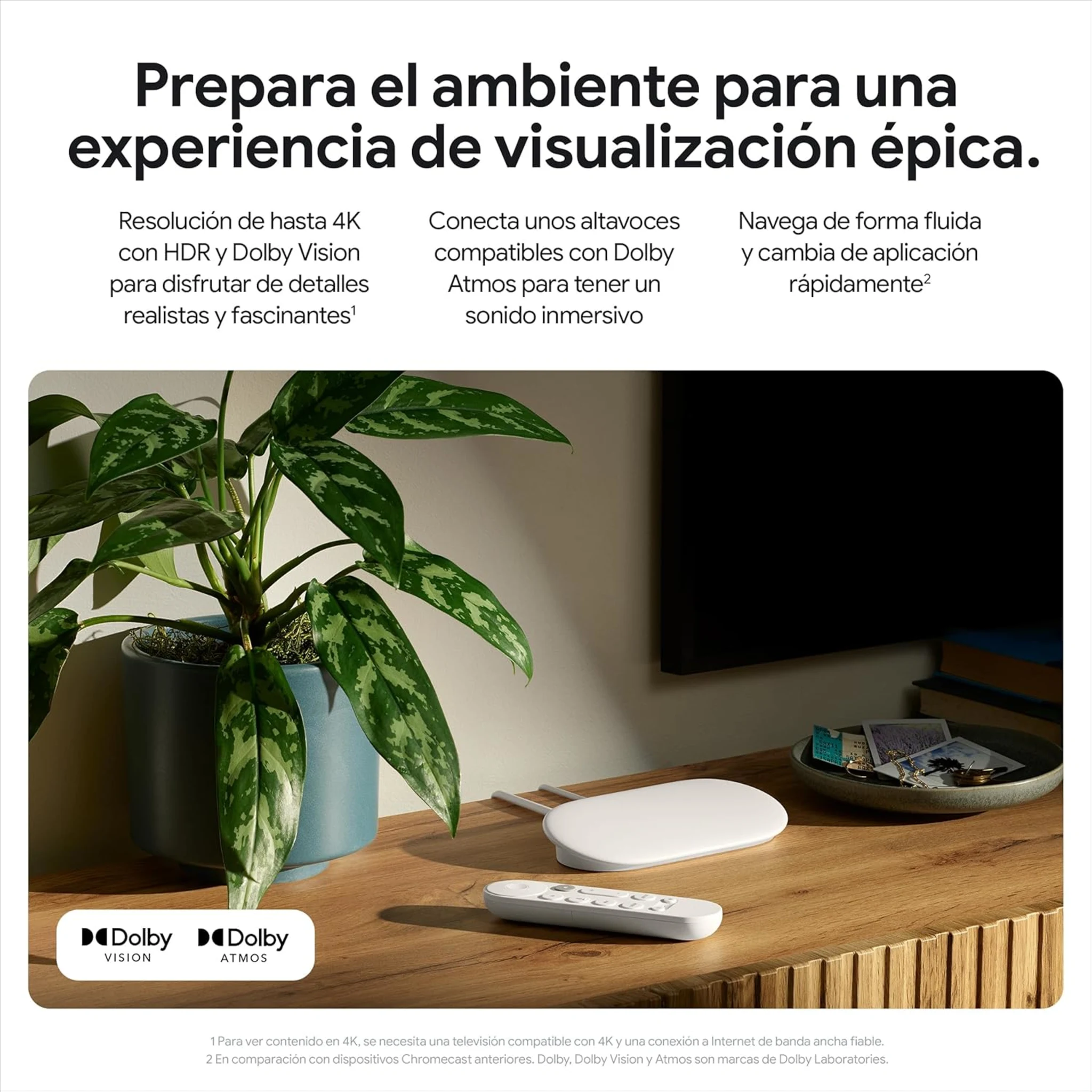 Imagen 2 de Google TV Streamer 4K Blanco TV Smart Home Porcelain 