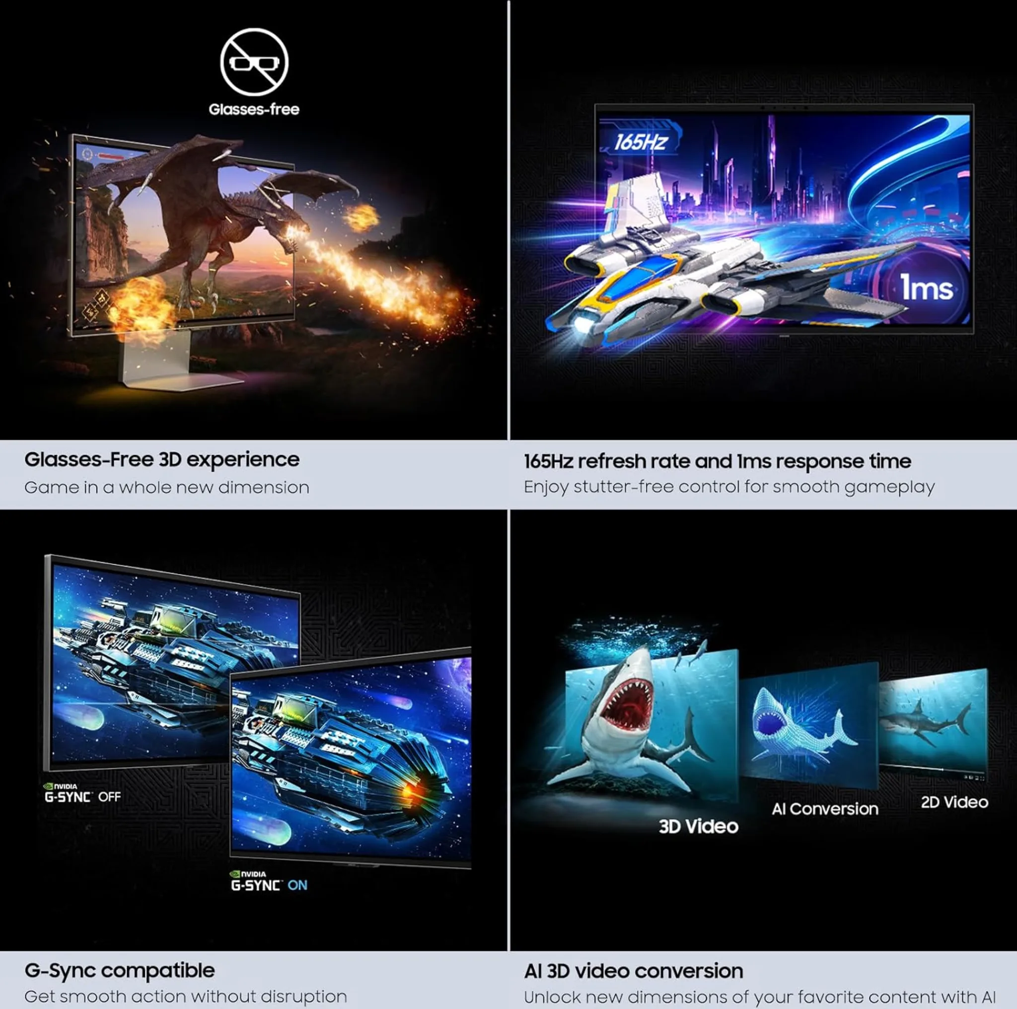 Imagen 6 de Monitor Vision 3D Gamer Samsung G90XF 27" 4K sin lentes IPS 165Hz Pivoteable