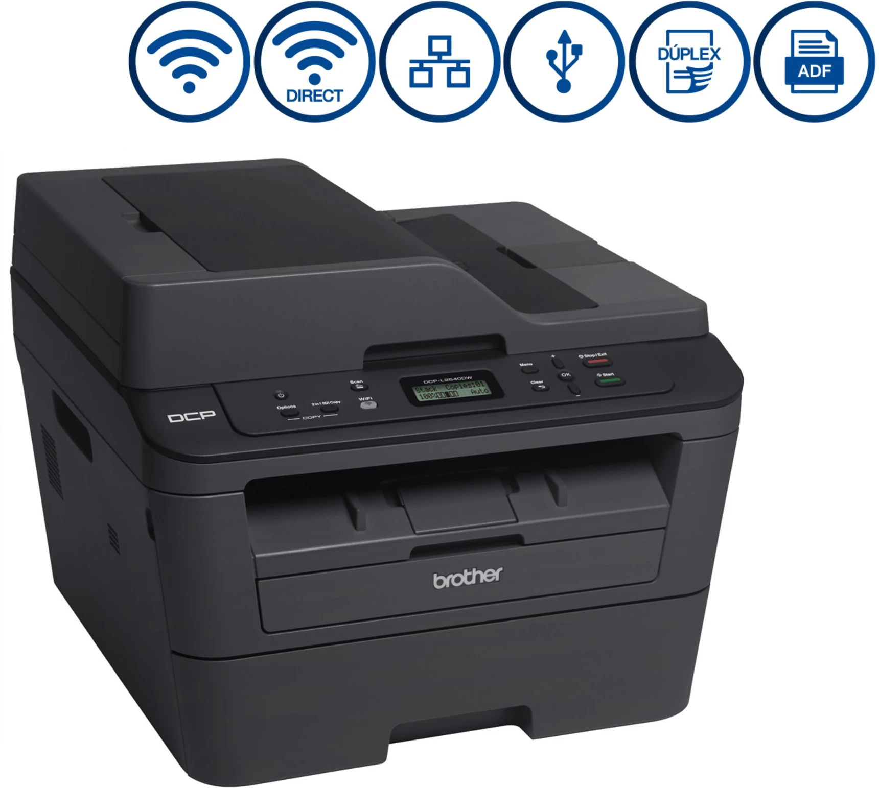 Imagen 2 de Impresora Multifunción Brother DCP-L2540DW Laser Monocromo Duplex WiFi LAN USB