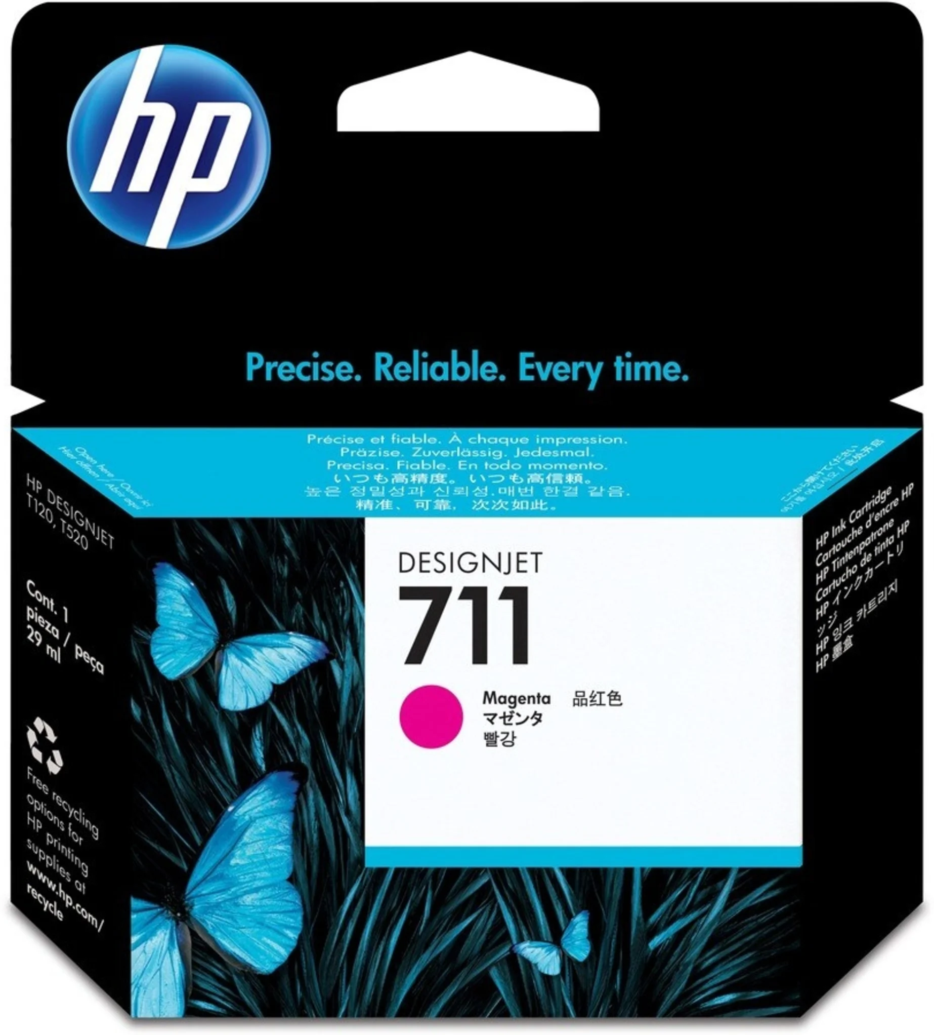 Imagen 0 de Cartridge HP 711 Magenta Tinta para Impresoras DesignJet T120 T130 T520, 29ml