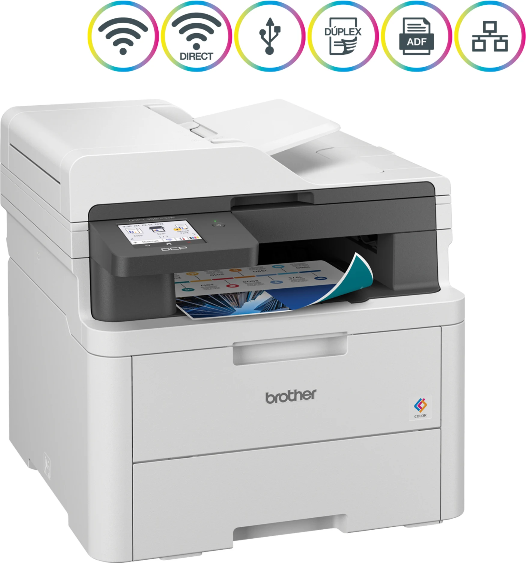 Imagen 2 de Impresora Multifunción Brother DCP-L3560CDW Láser Color Doble Cara WiFi LAN USB