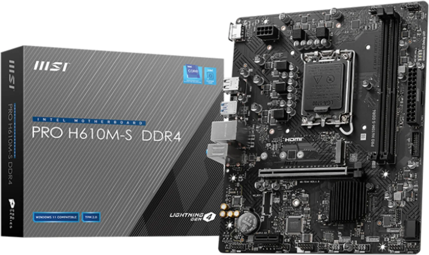 Imagen 0 de Tarjeta Madre MSI PRO H610M-S DDR4 LGA1700 14°G 2*DDR4 M.2 HDMI USB3.2/2.0 mATX