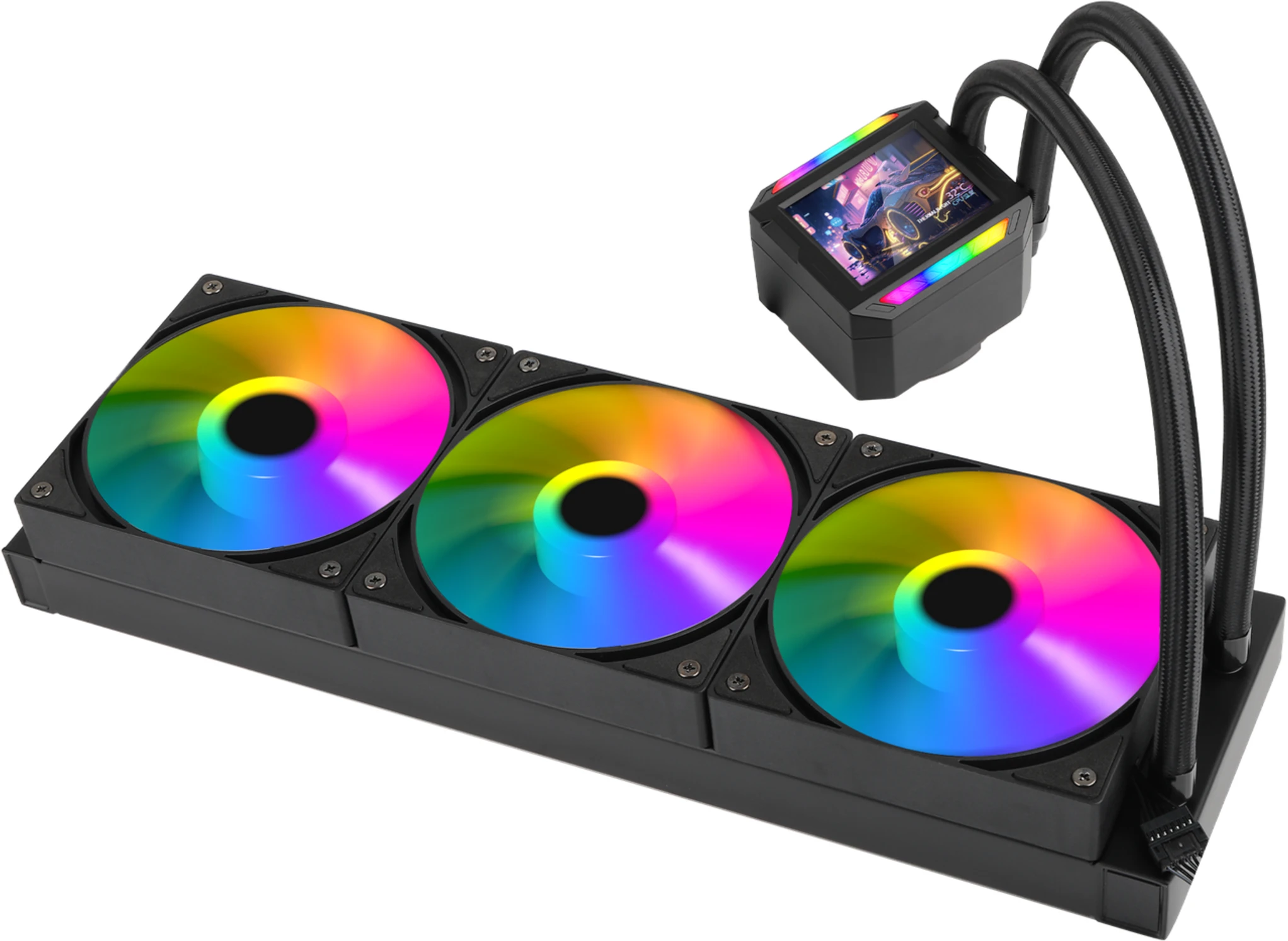 Imagen 1 de Refrigeracion Liquida ESGAMING AURORA 360 ARGB | Pantalla LCD IPS 2.8" | 3 Venti