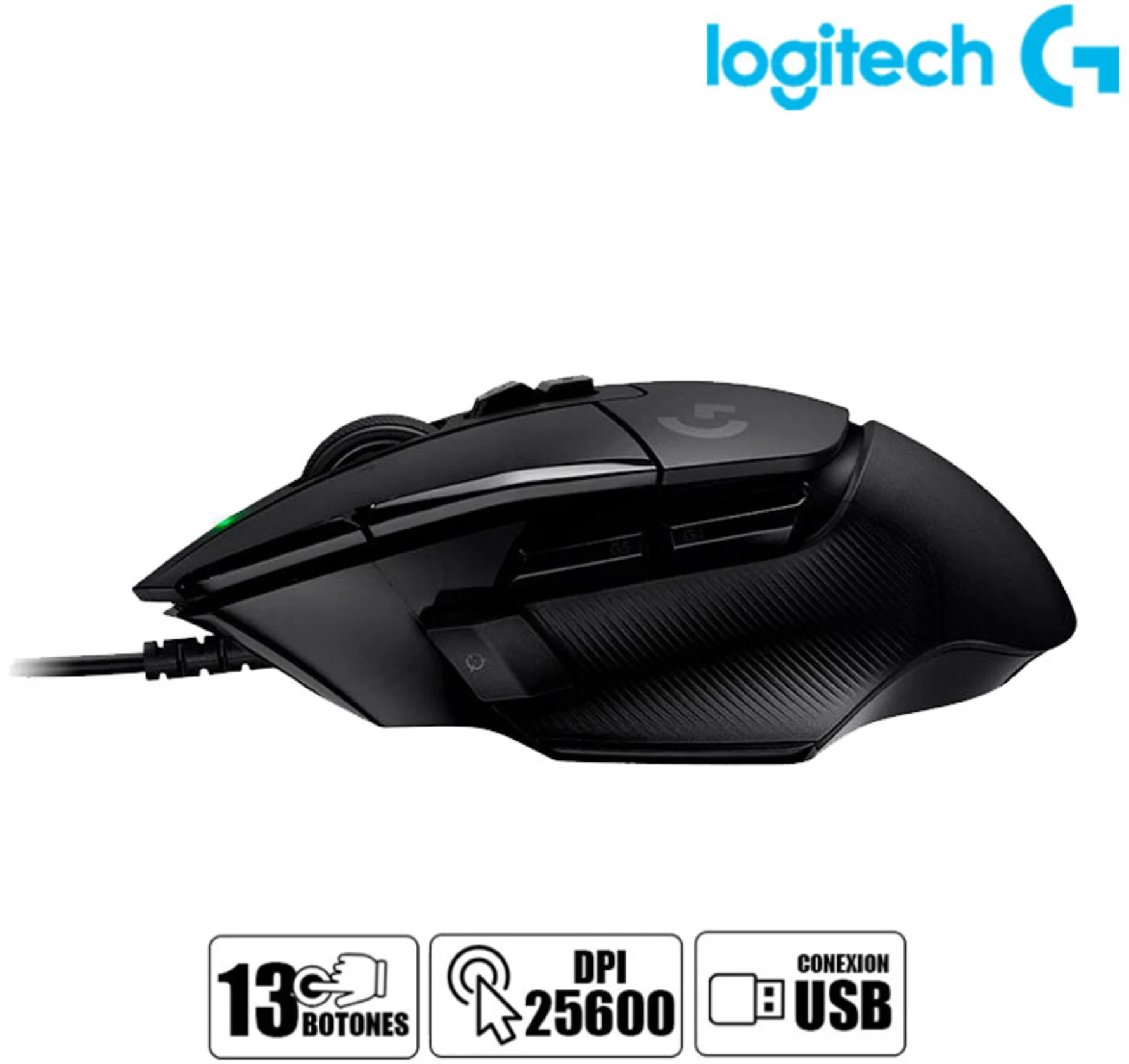 Imagen 1 de Mouse Gamer Logitech G502 X 13 controles progr.  5 perfiles HERO 25K Negro