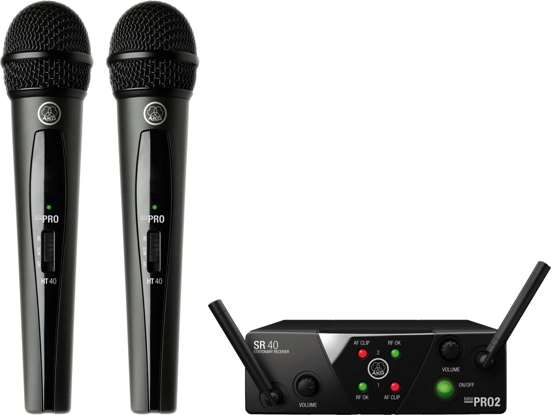 Imagen 0 de AKG WMS40 Mini Dual Micrófono Inalámbrico para Vocalistas y Presentadores