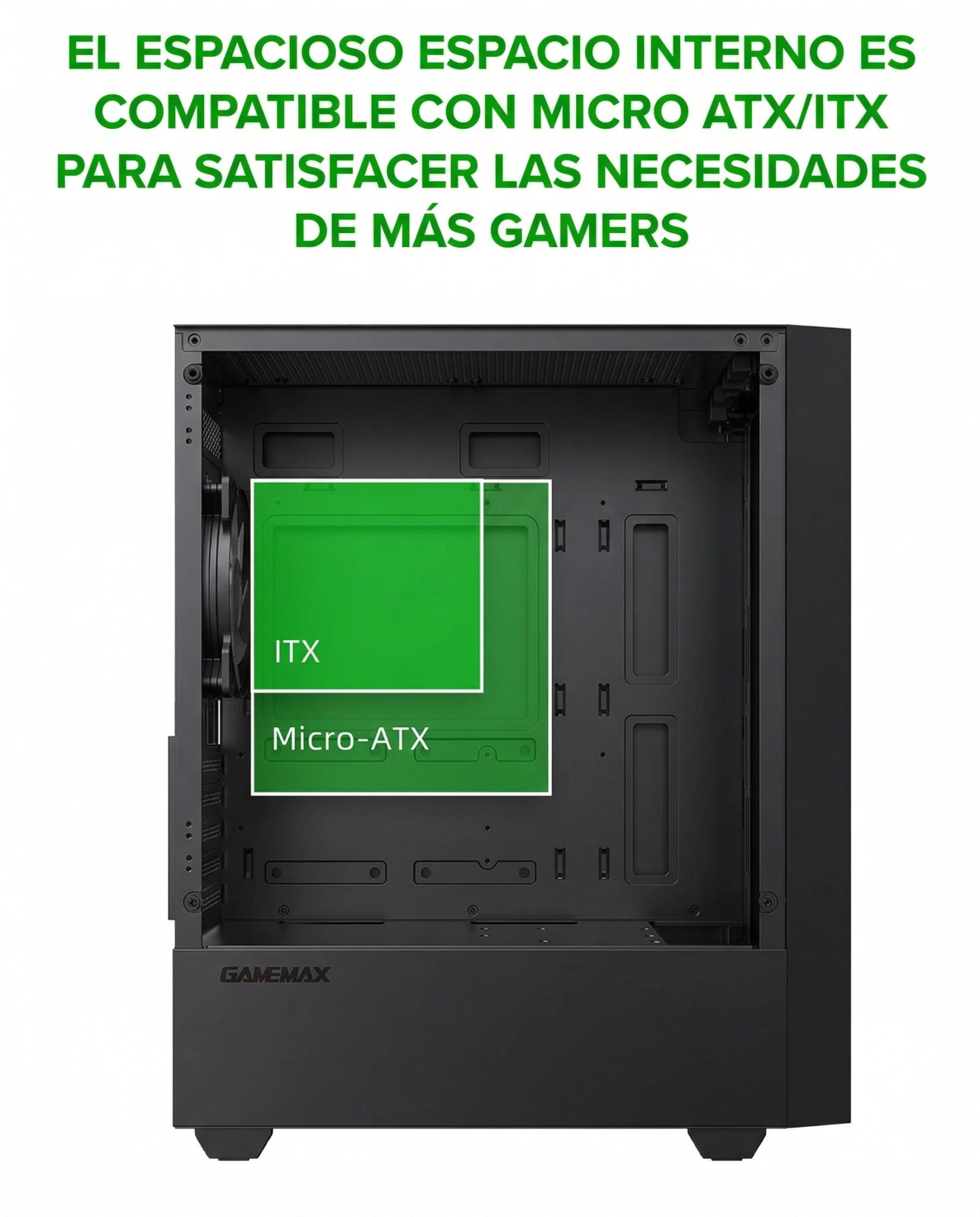 Imagen 8 de Gabinete Gamemax Storm Black mATX, Vidrio Lateral 2*USB2.0 1*USB2.0 1*FAN, Negro