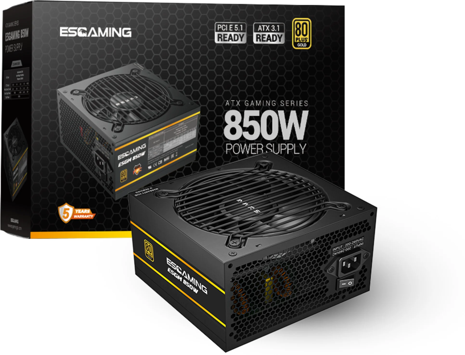 Imagen 3 de Fuente de Poder EsGaming  850W, 80 Plus Gold, Full Modular ATX Color Negro