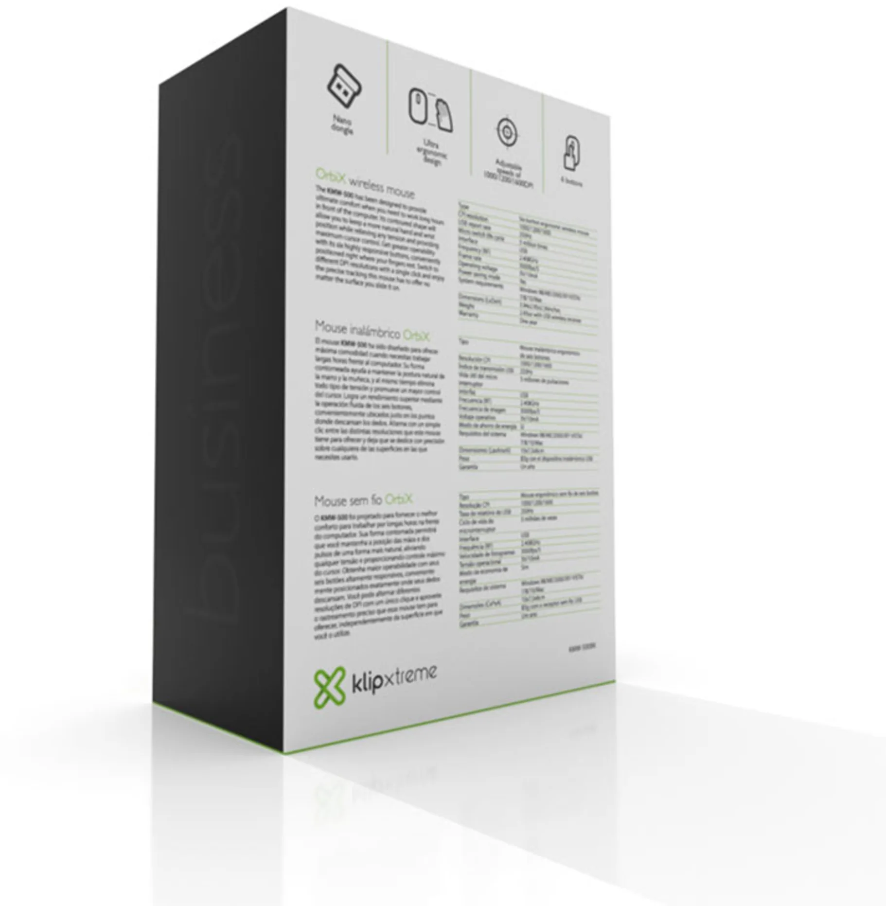 Imagen 6 de Mouse Ergonómico Inalámbrico KlipX KMW-5 Óptico 1600DPI 6 Btns Semi Vert. Negro