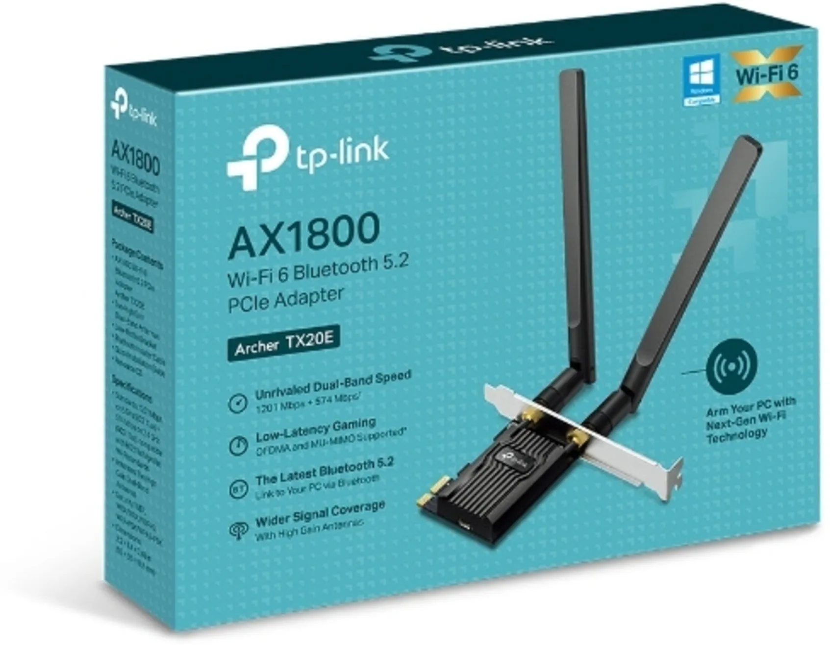 Imagen 2 de Tarjeta de Red WiFi TP-Link AX1800, PCIe x1, WIFI 6 Bluetooth v5.2, 2 antenas